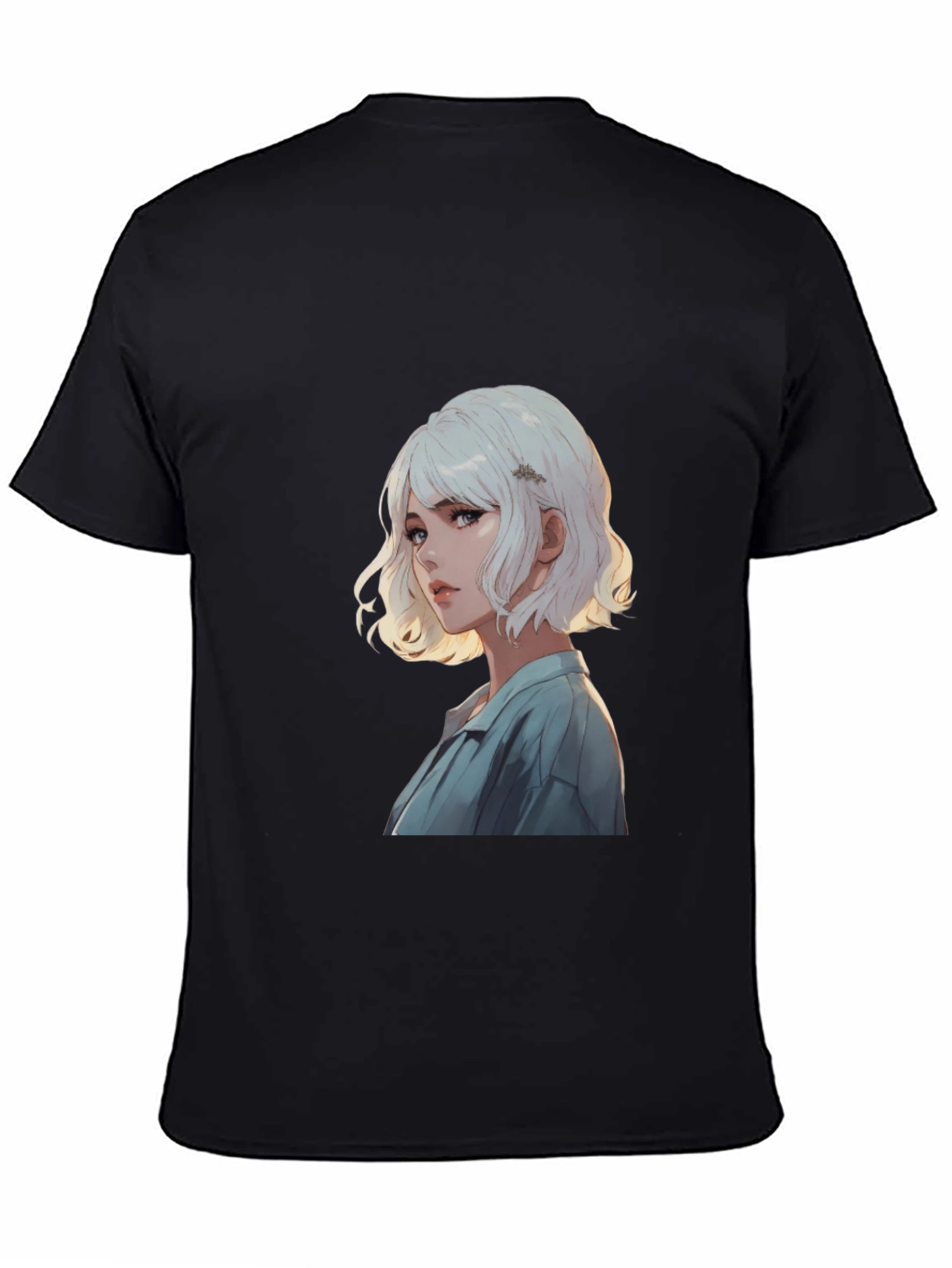 Anime Girl Graphic Print Black T-Shirt