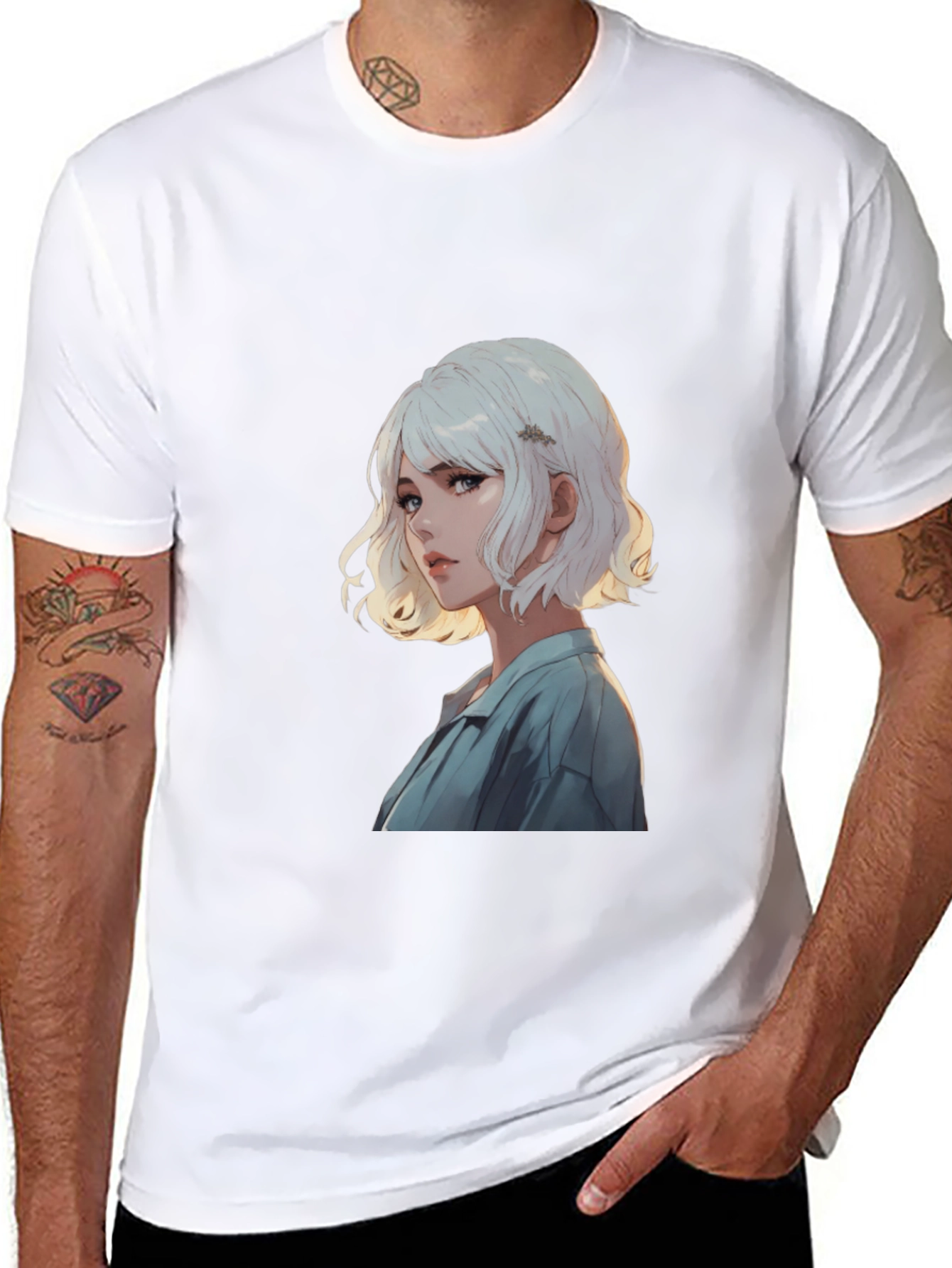 Anime Girl Graphic Print Black T-Shirt