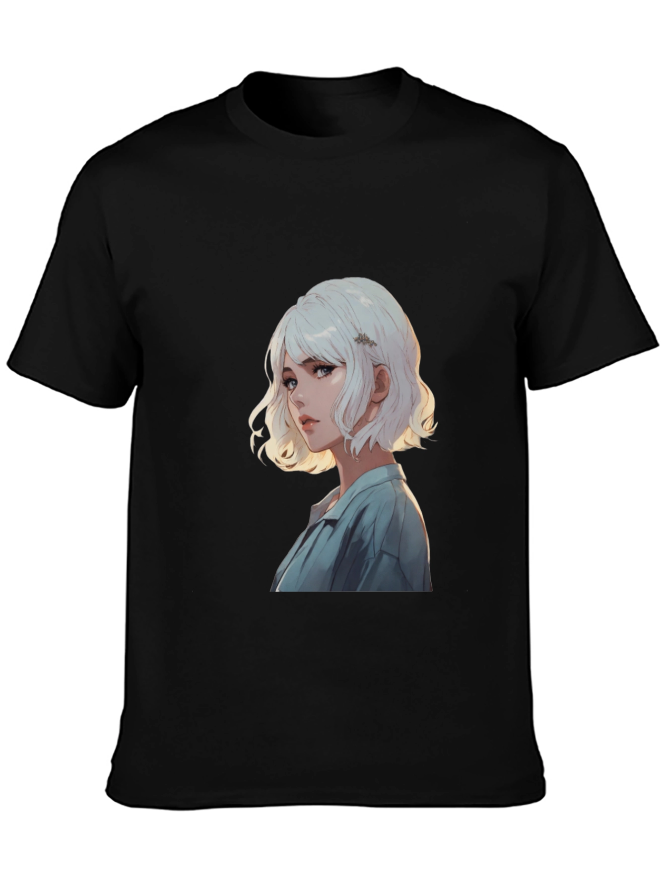 Anime Girl Graphic Print Black T-Shirt