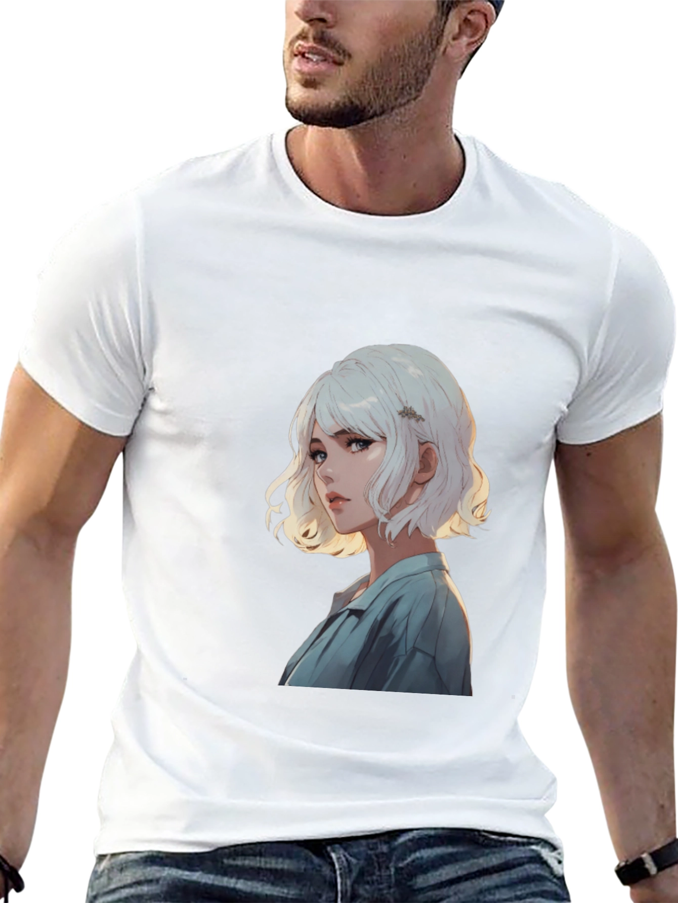 Anime Girl Graphic Print Black T-Shirt