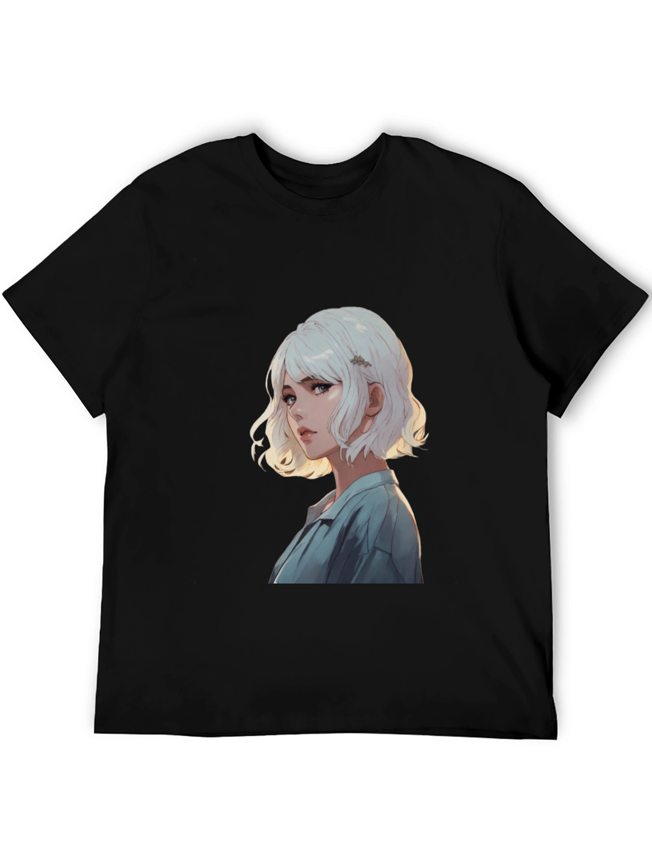 Anime Girl Graphic Print Black T-Shirt