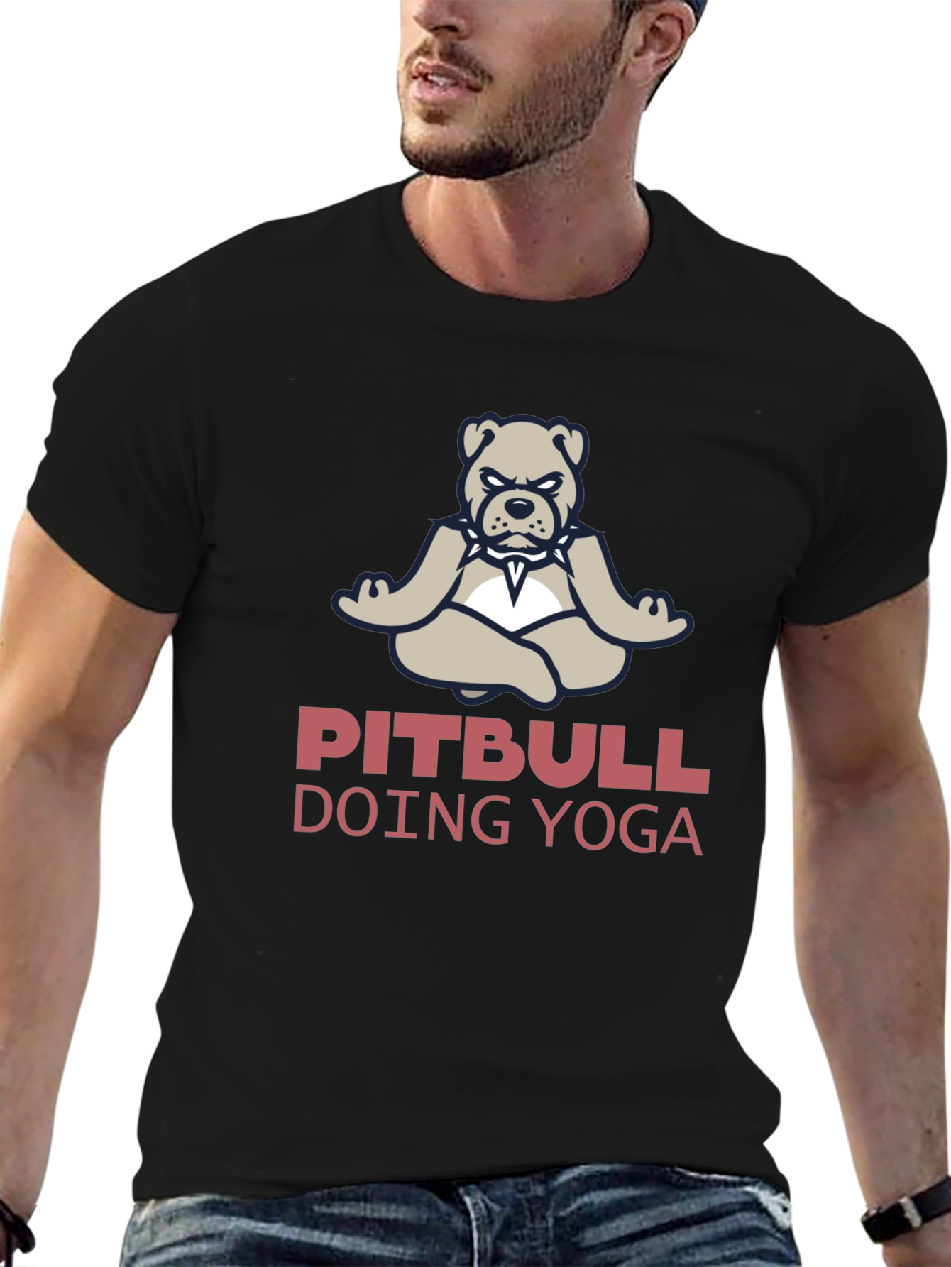 Pitbull Doing Yoga Graphic T-Shirt
