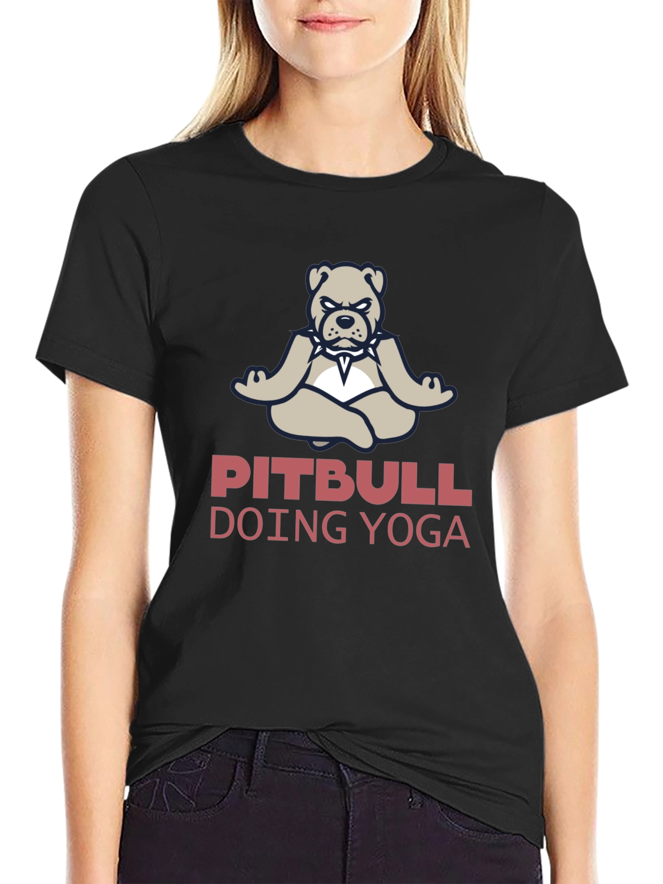 Pitbull Doing Yoga Graphic T-Shirt