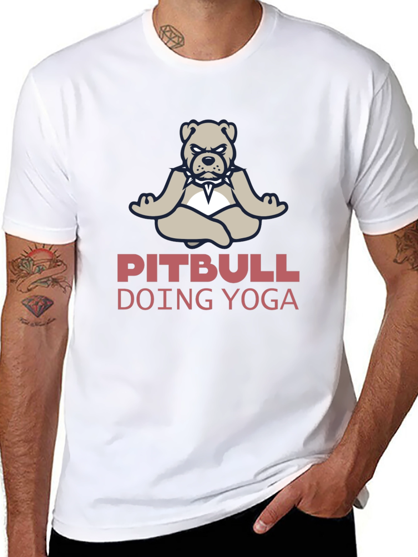 Pitbull Doing Yoga Graphic T-Shirt
