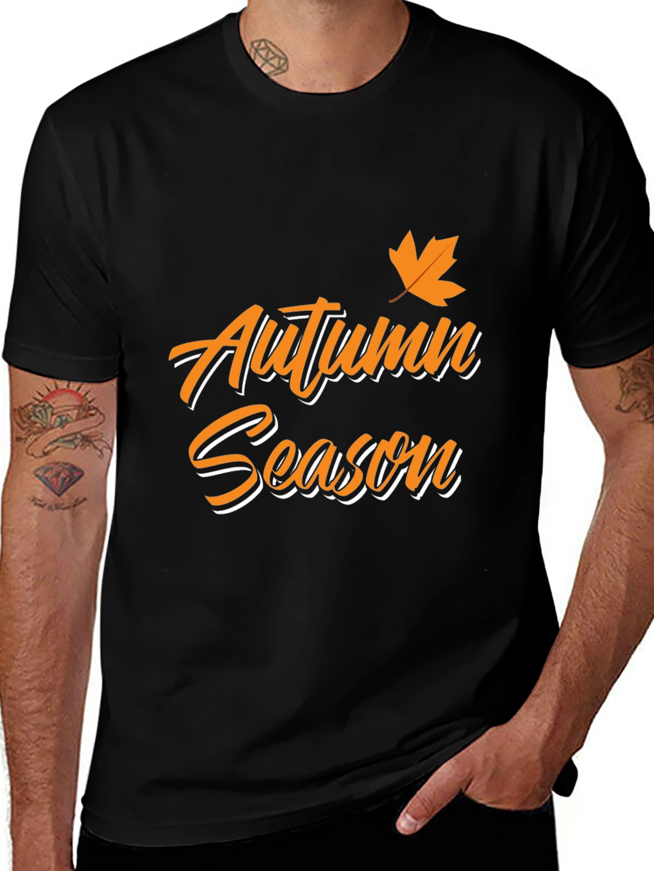 Autumn Season Black T-Shirt