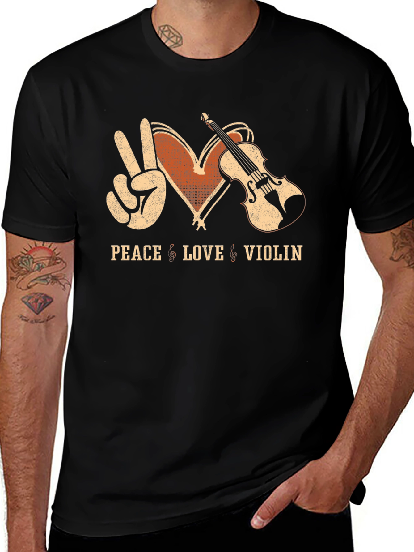 Peace Love Violin T-Shirt - Music Lover Tee