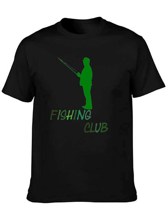 Fishing Club Graphic Tee - Black Cotton