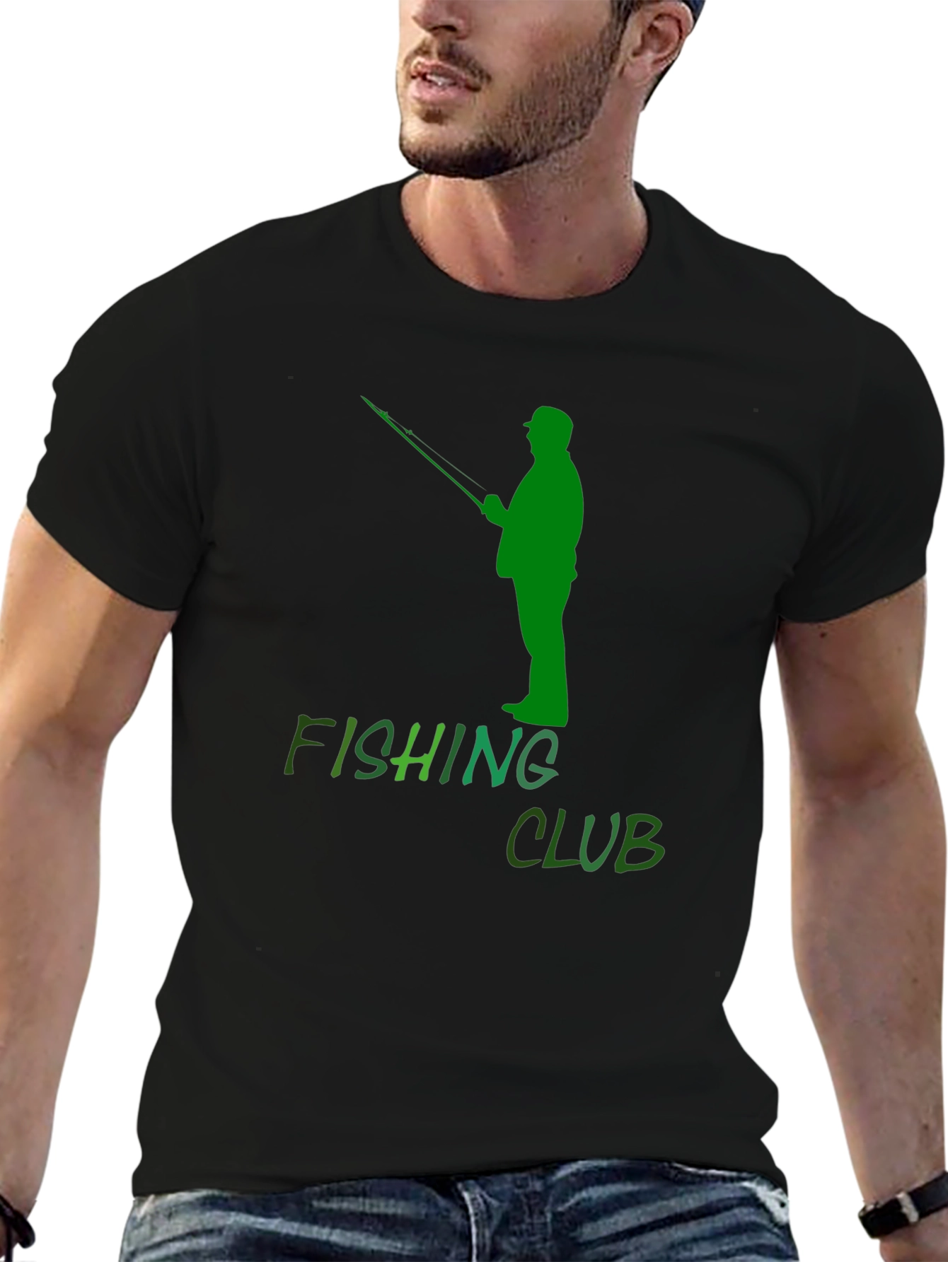 Fishing Club Graphic Tee - Black Cotton