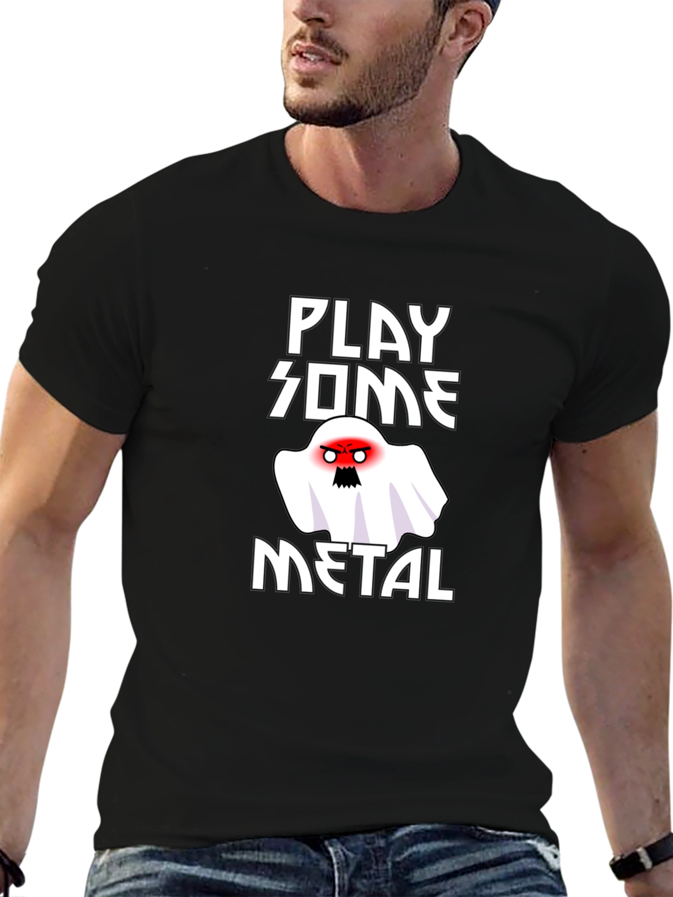 Play Some Metal Ghost Graphic T-Shirt