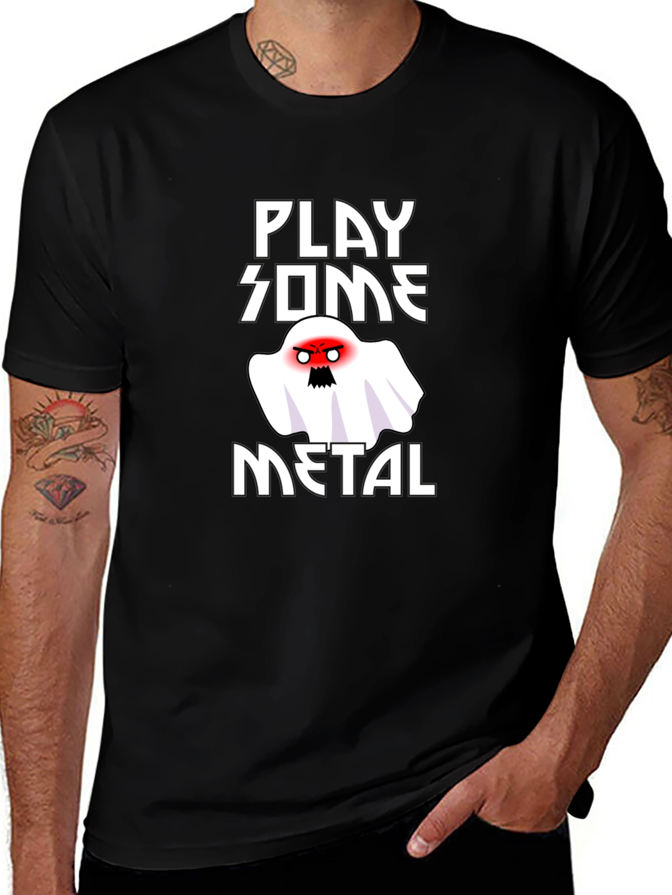 Play Some Metal Ghost Graphic T-Shirt