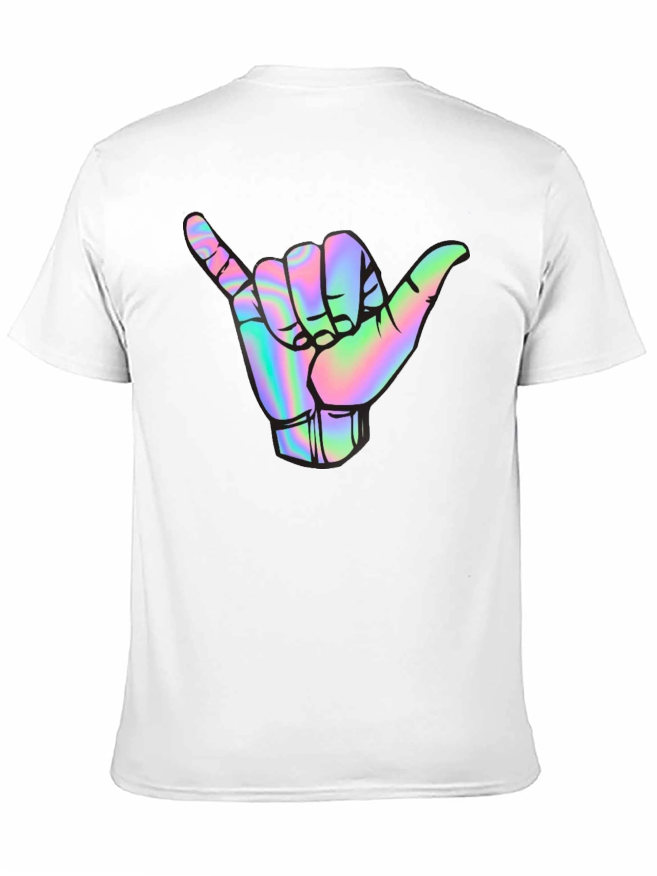 Holographic Shaka Hand Black T-Shirt
