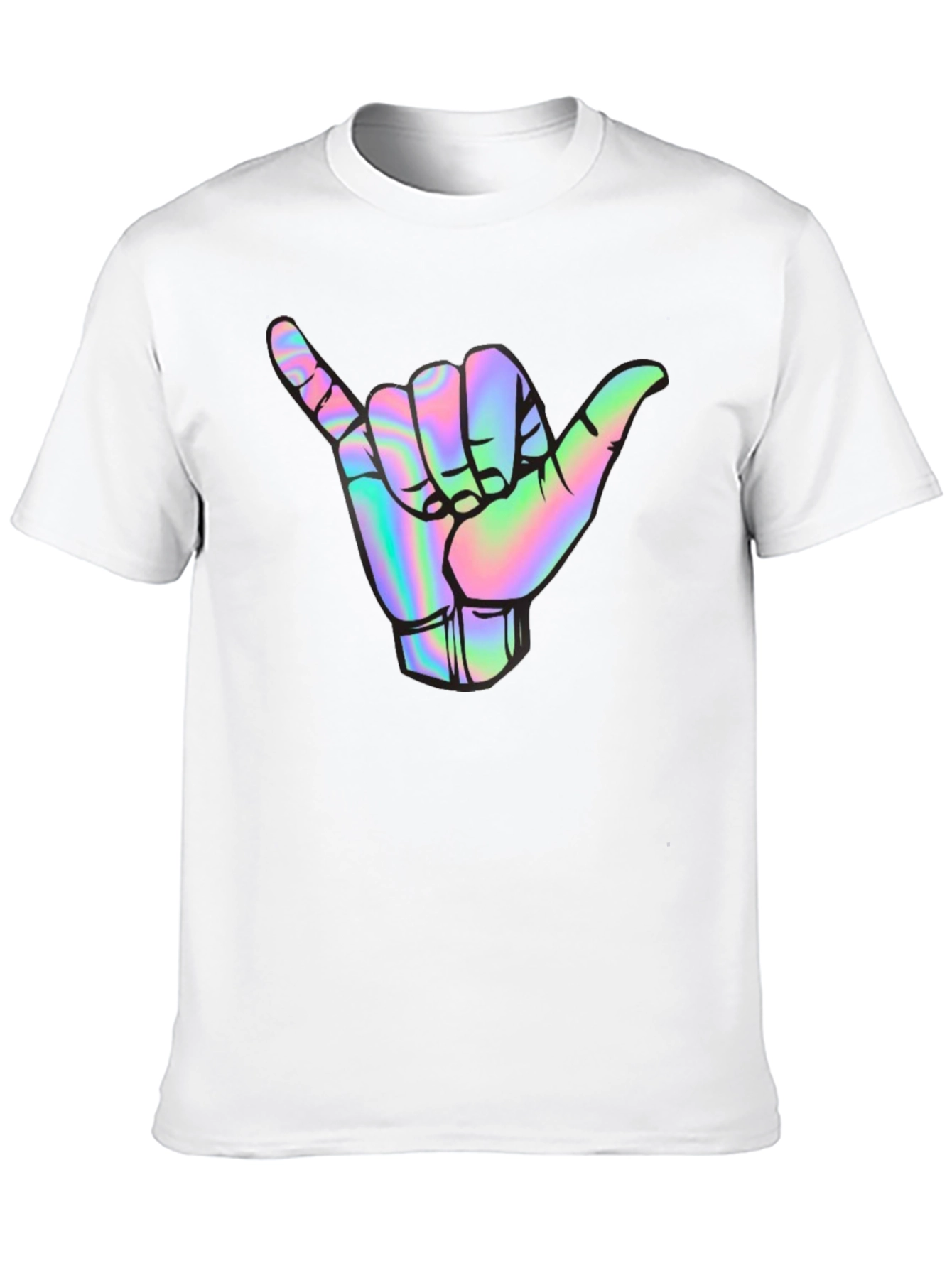 Holographic Shaka Hand Black T-Shirt