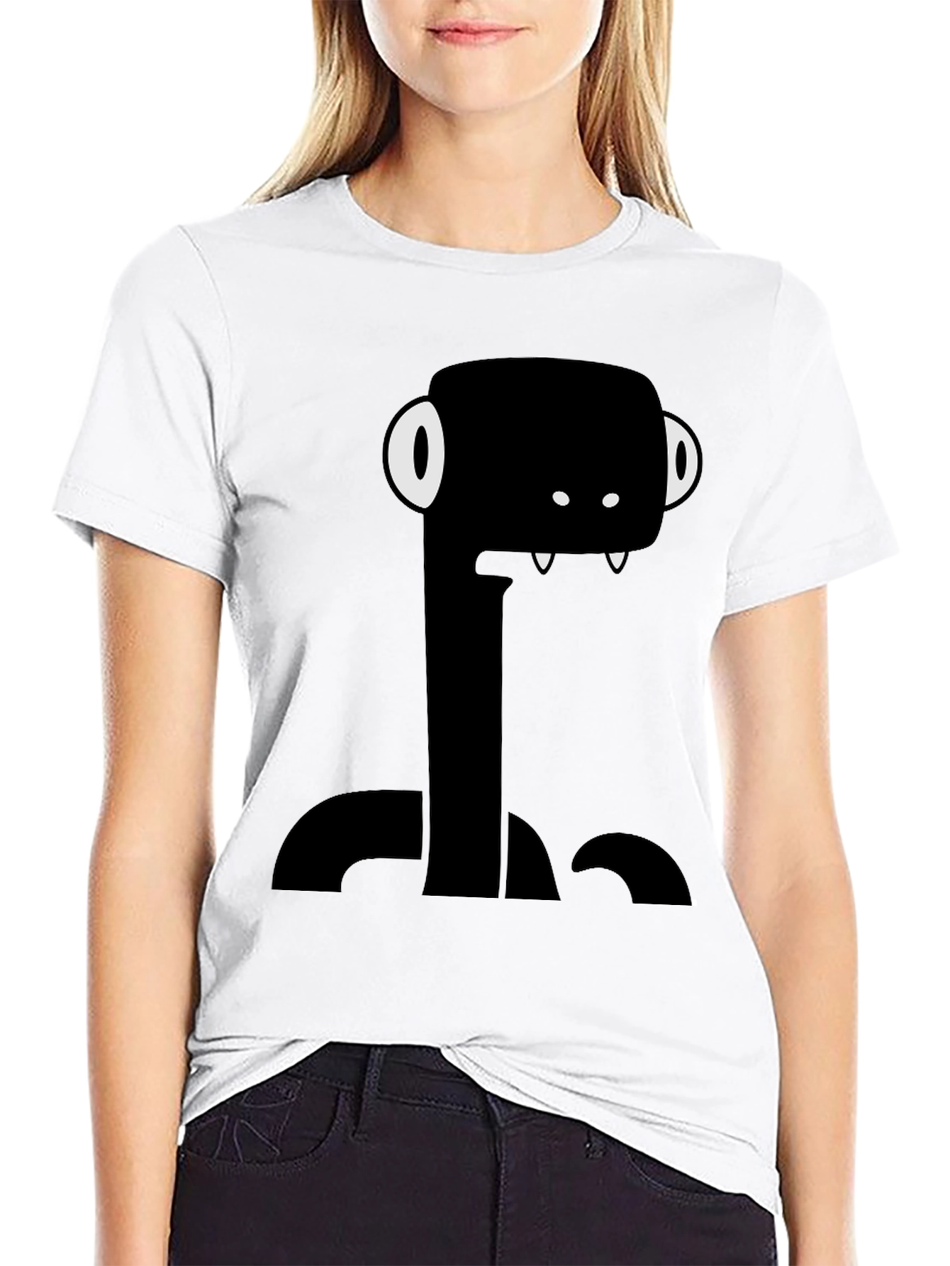 Funny Monster Graphic Tee - Black Cotton T-Shirt