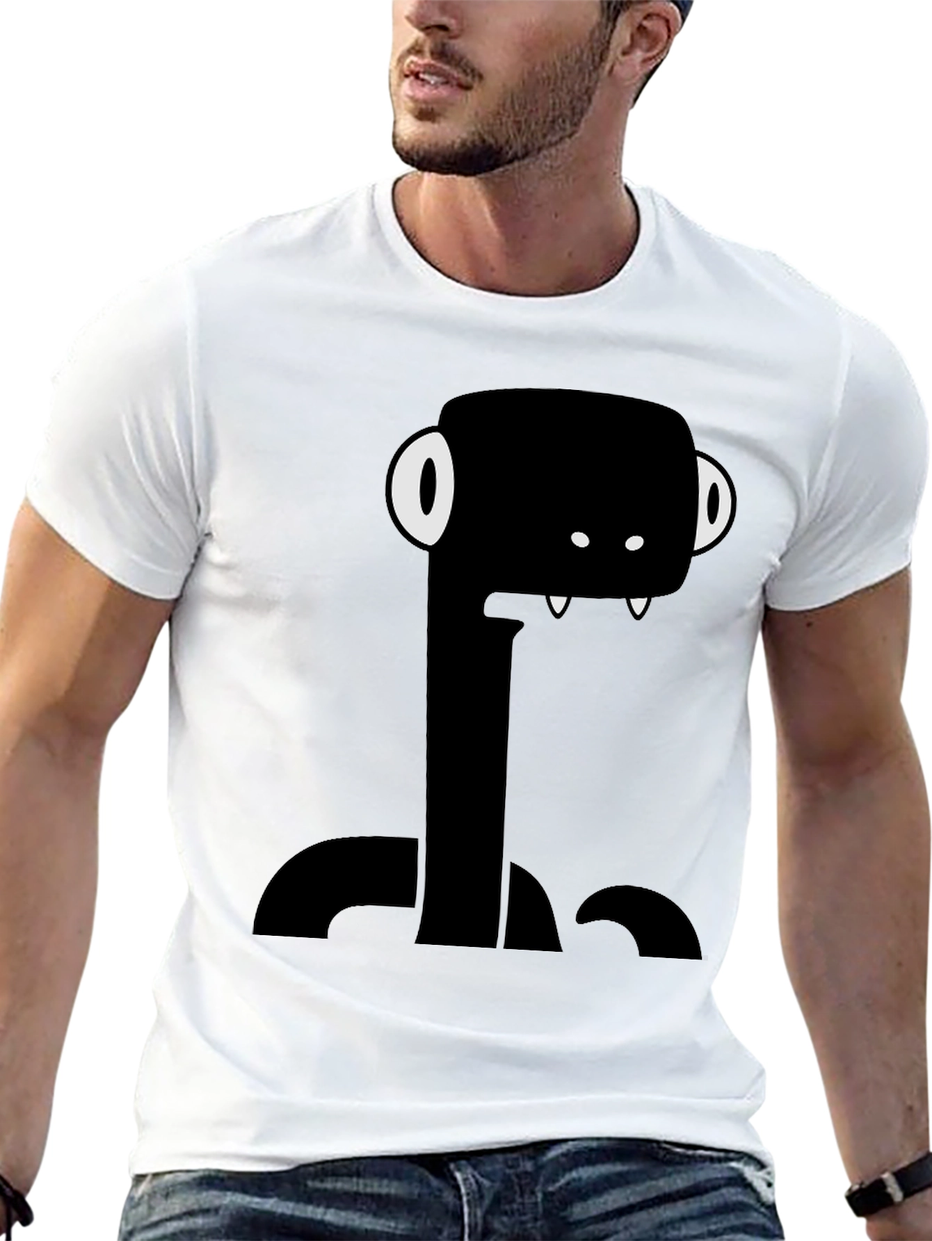 Funny Monster Graphic Tee - Black Cotton T-Shirt