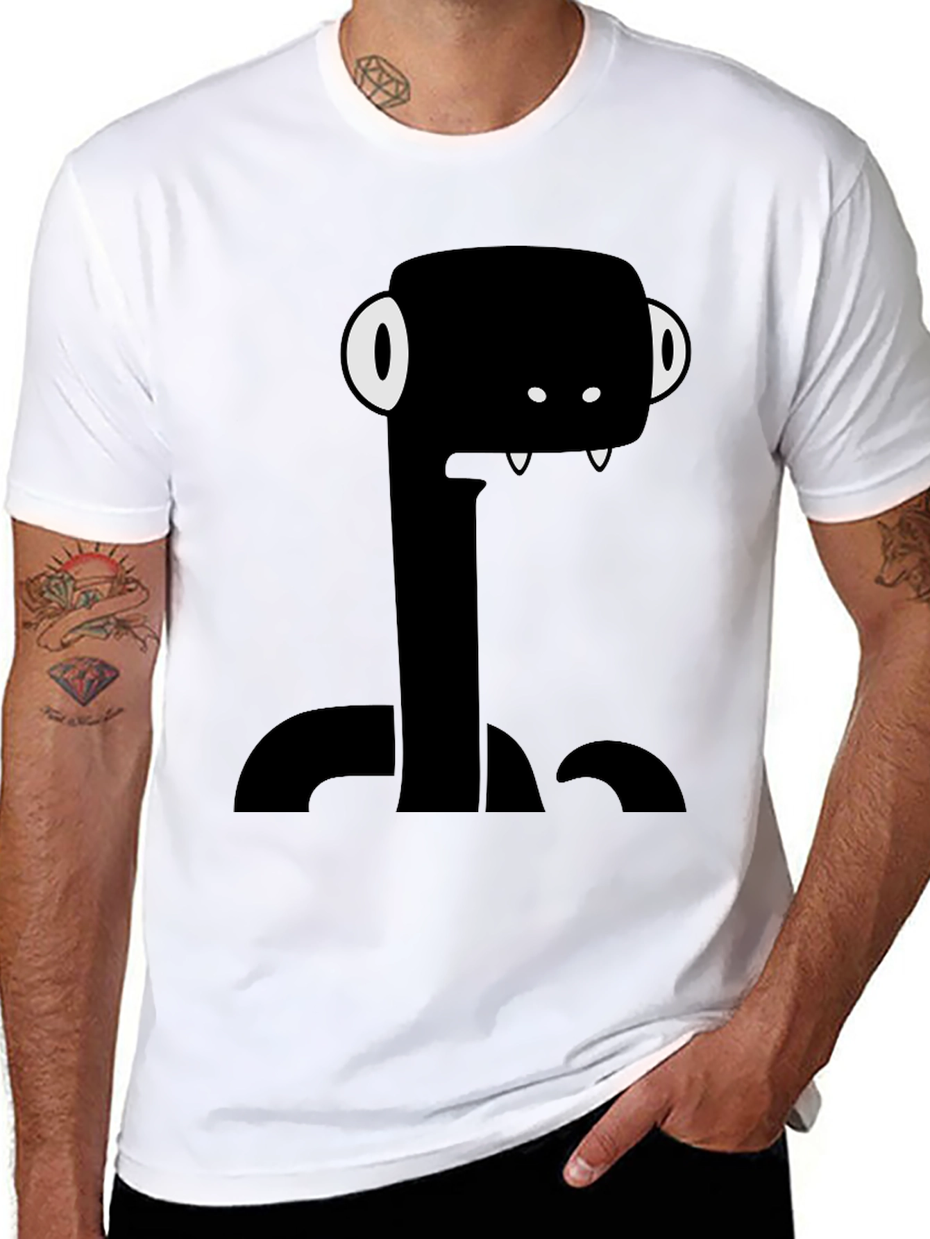 Funny Monster Graphic Tee - Black Cotton T-Shirt