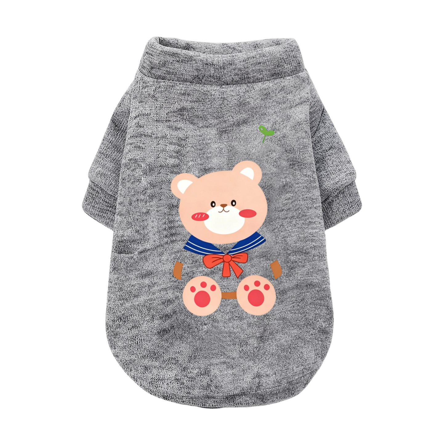 Adorable Sailor Bear Print Pet Sweater, Soft Warm Puppy Cardigan Top