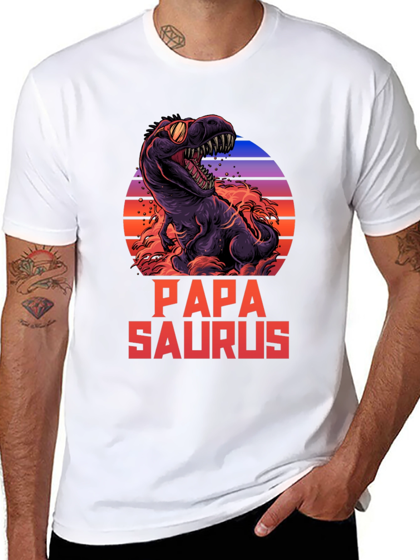 Papa Saurus T-Shirt - Retro Dinosaur Dad Tee