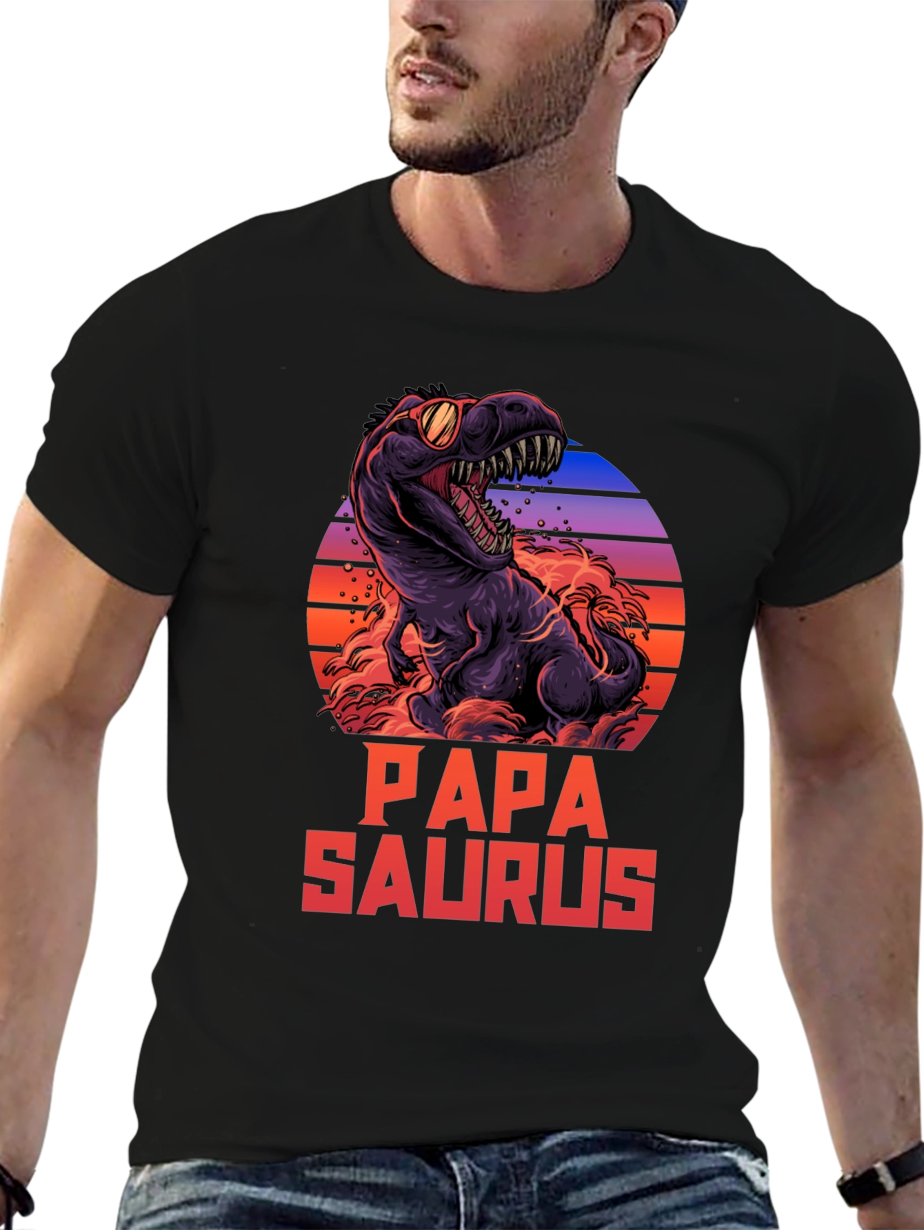 Papa Saurus T-Shirt - Retro Dinosaur Dad Tee