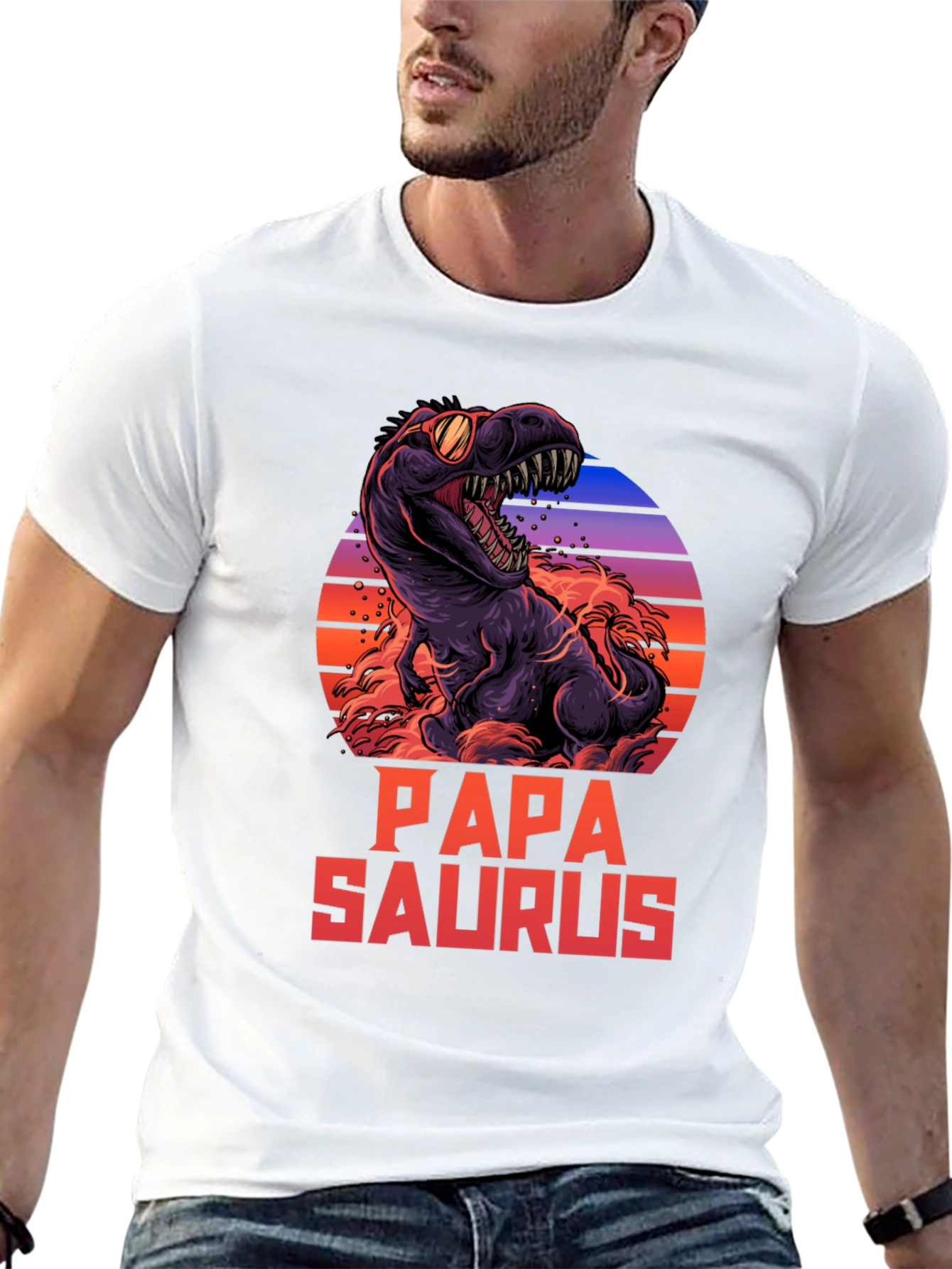Papa Saurus T-Shirt - Retro Dinosaur Dad Tee
