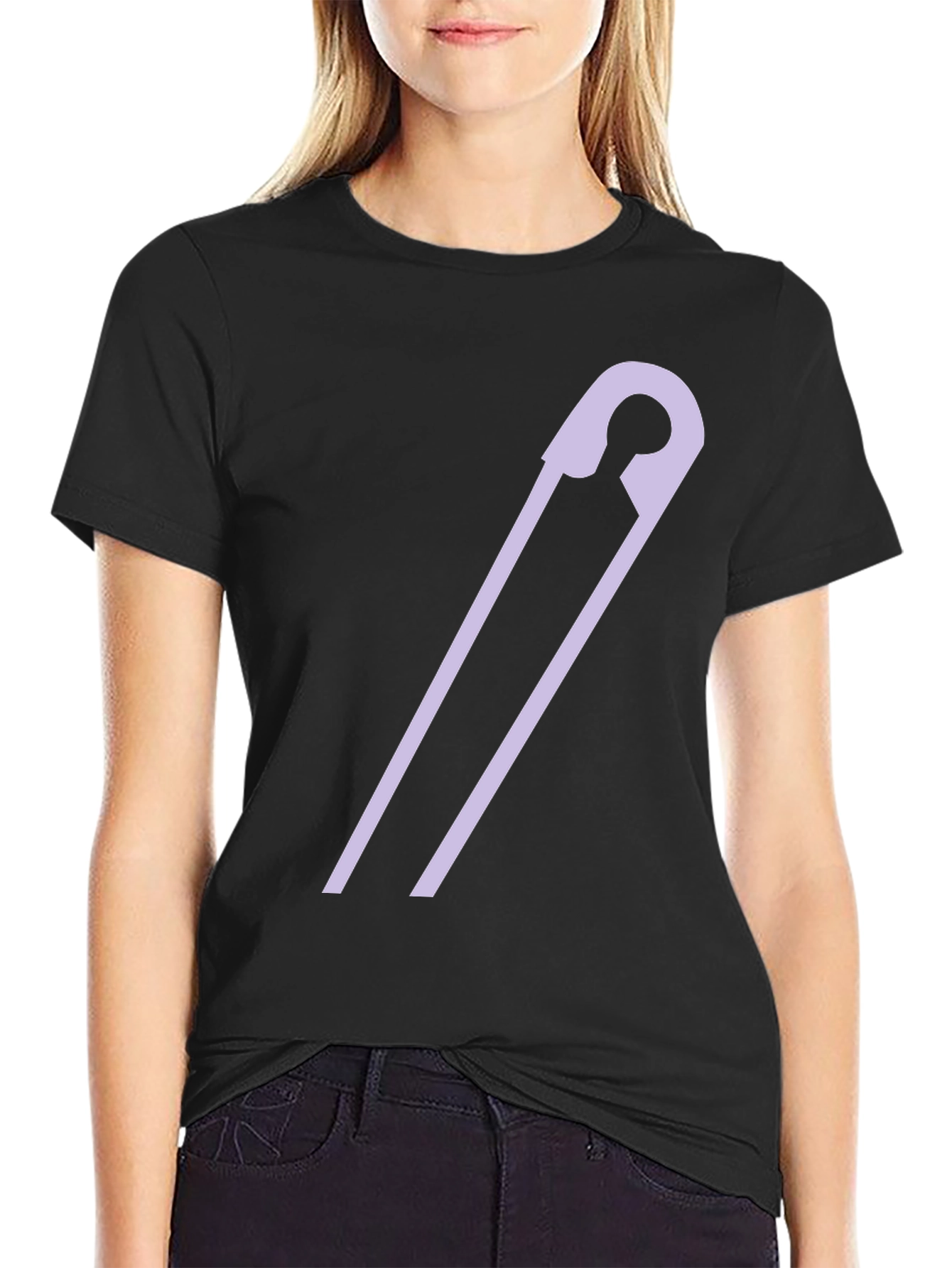 Safety Pin Graphic Tee - Black Casual T-Shirt