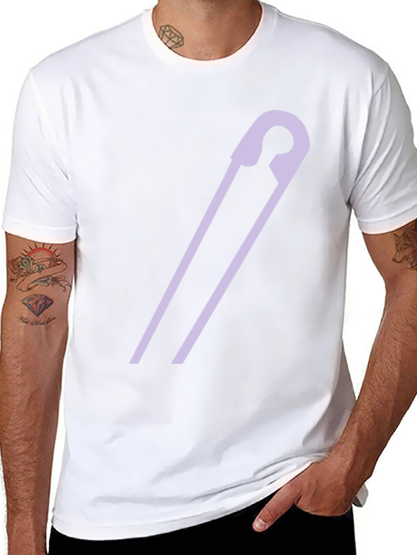 Safety Pin Graphic Tee - Black Casual T-Shirt