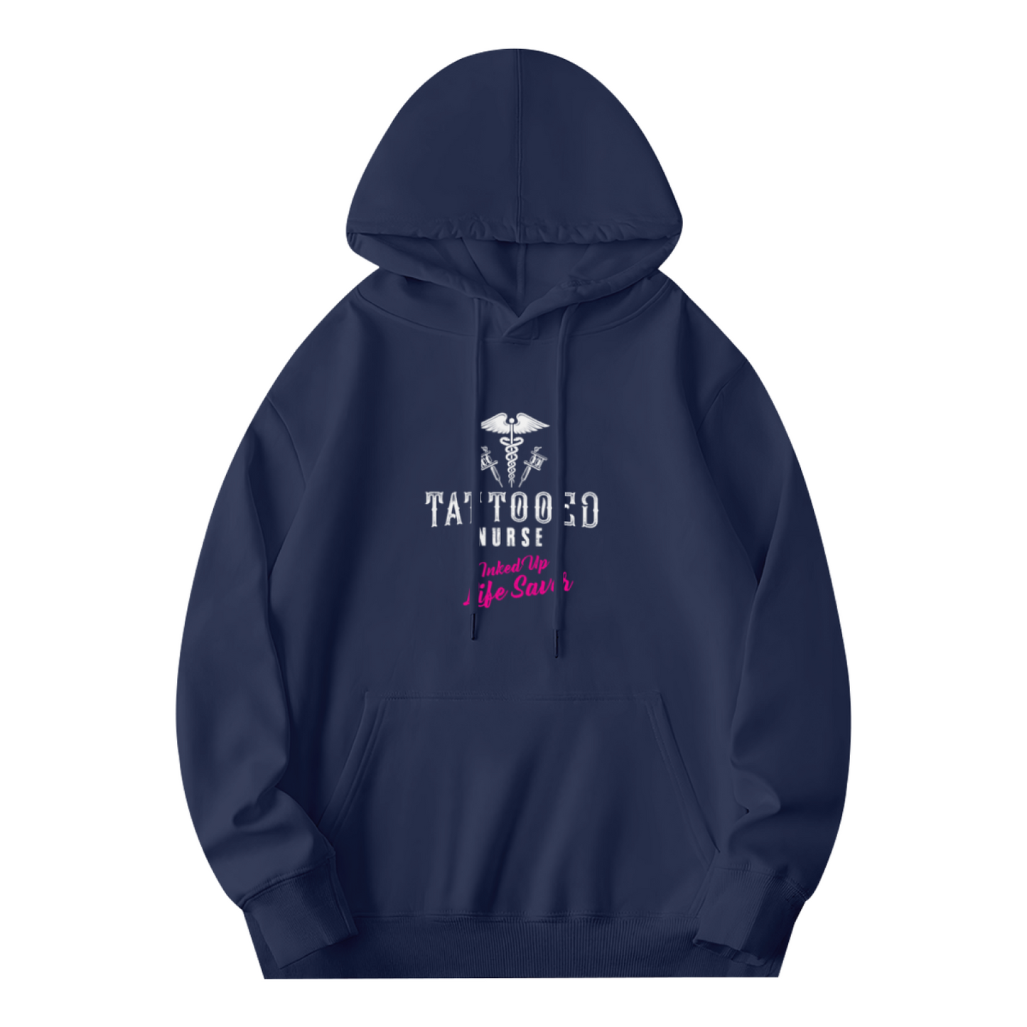Tattooed Nurse Medical Caduceus Navy Hoodie