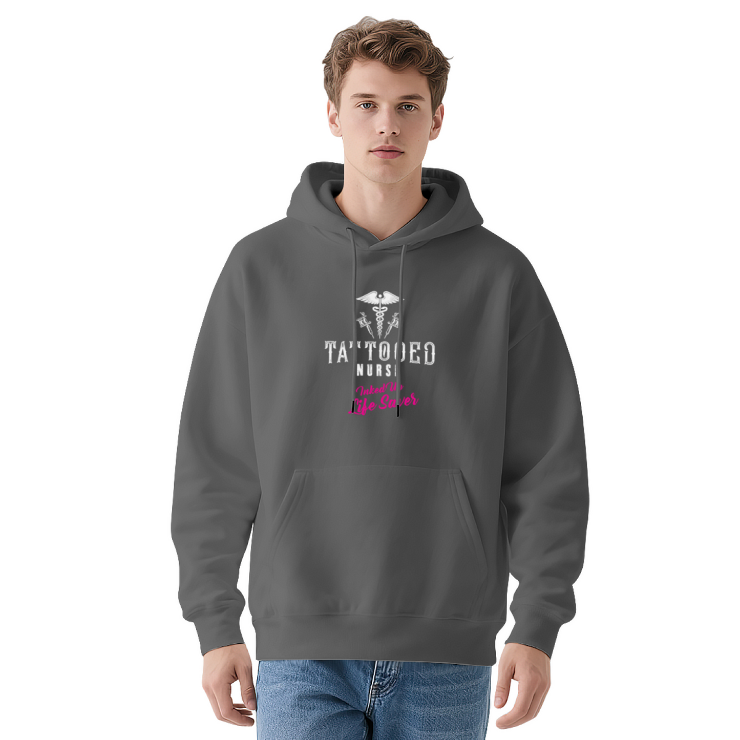 Tattooed Nurse Medical Caduceus Navy Hoodie