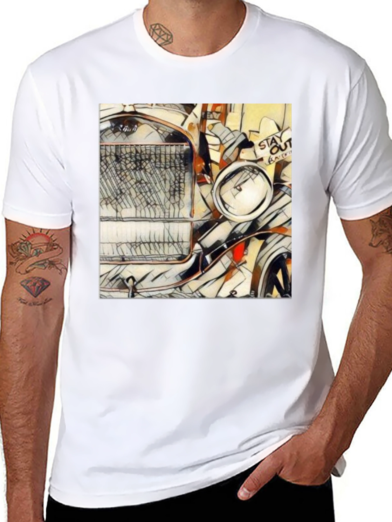 Abstract Auto Art Tee - Classic Car Design