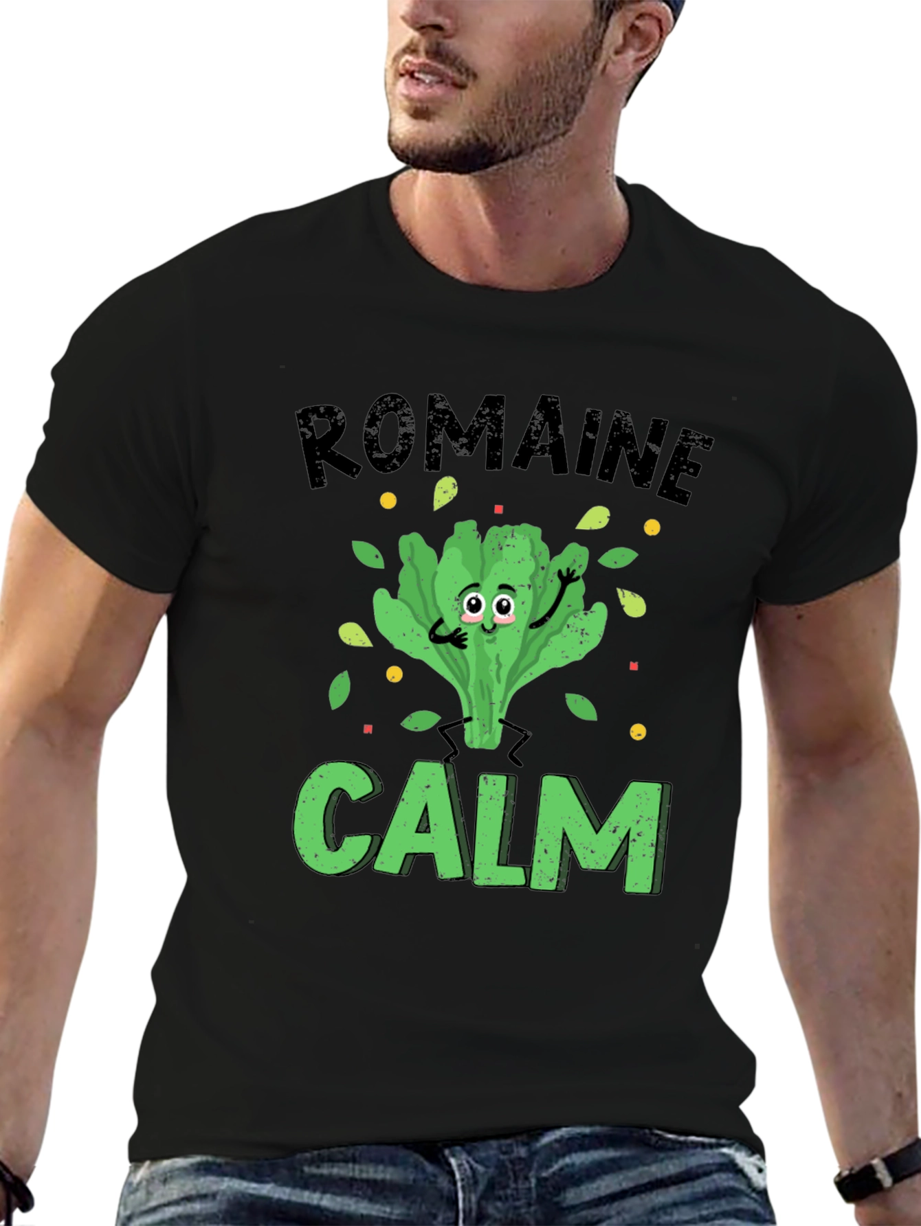 Romaine Calm Mens Graphic T-Shirt Black
