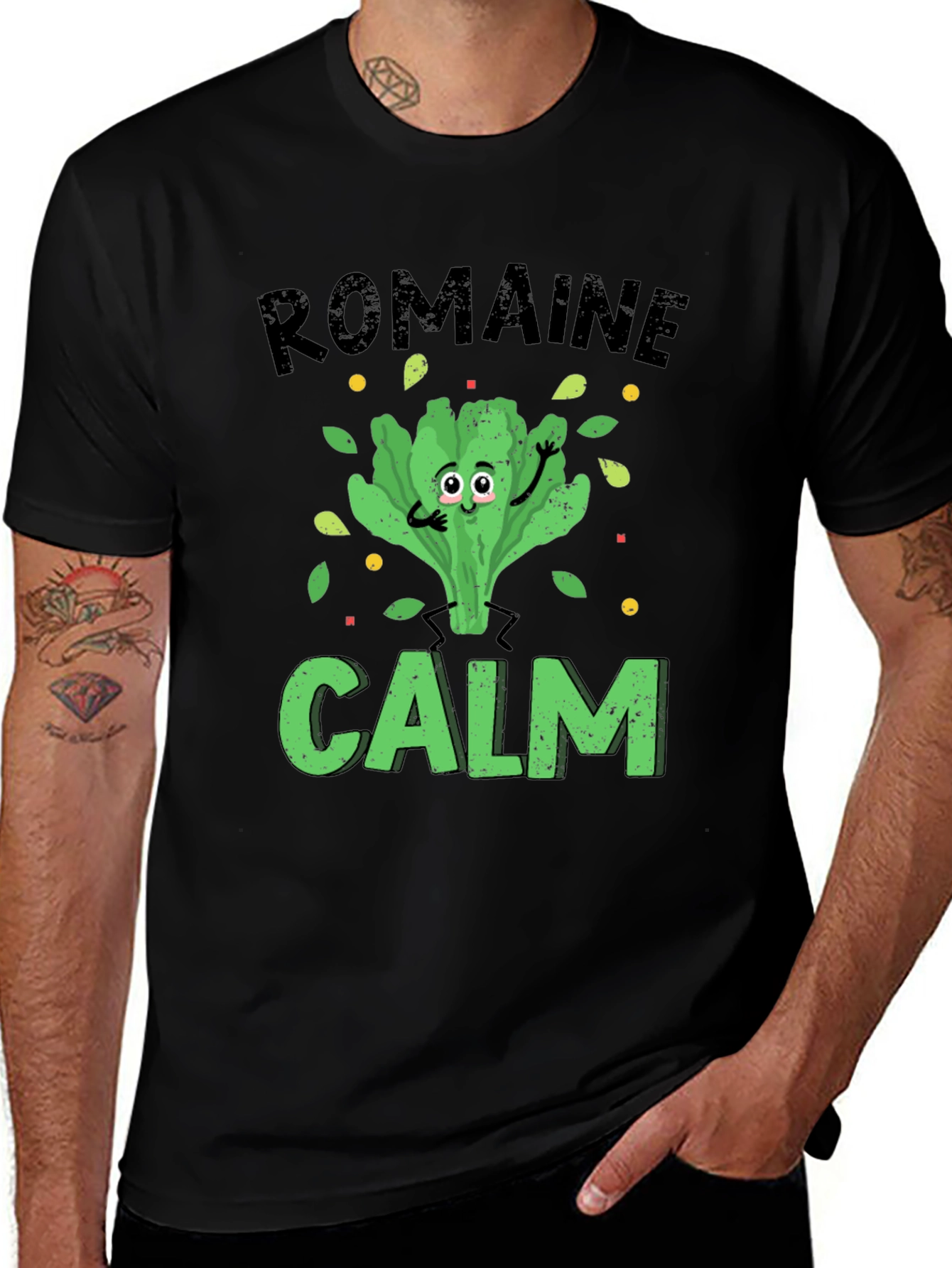 Romaine Calm Mens Graphic T-Shirt Black