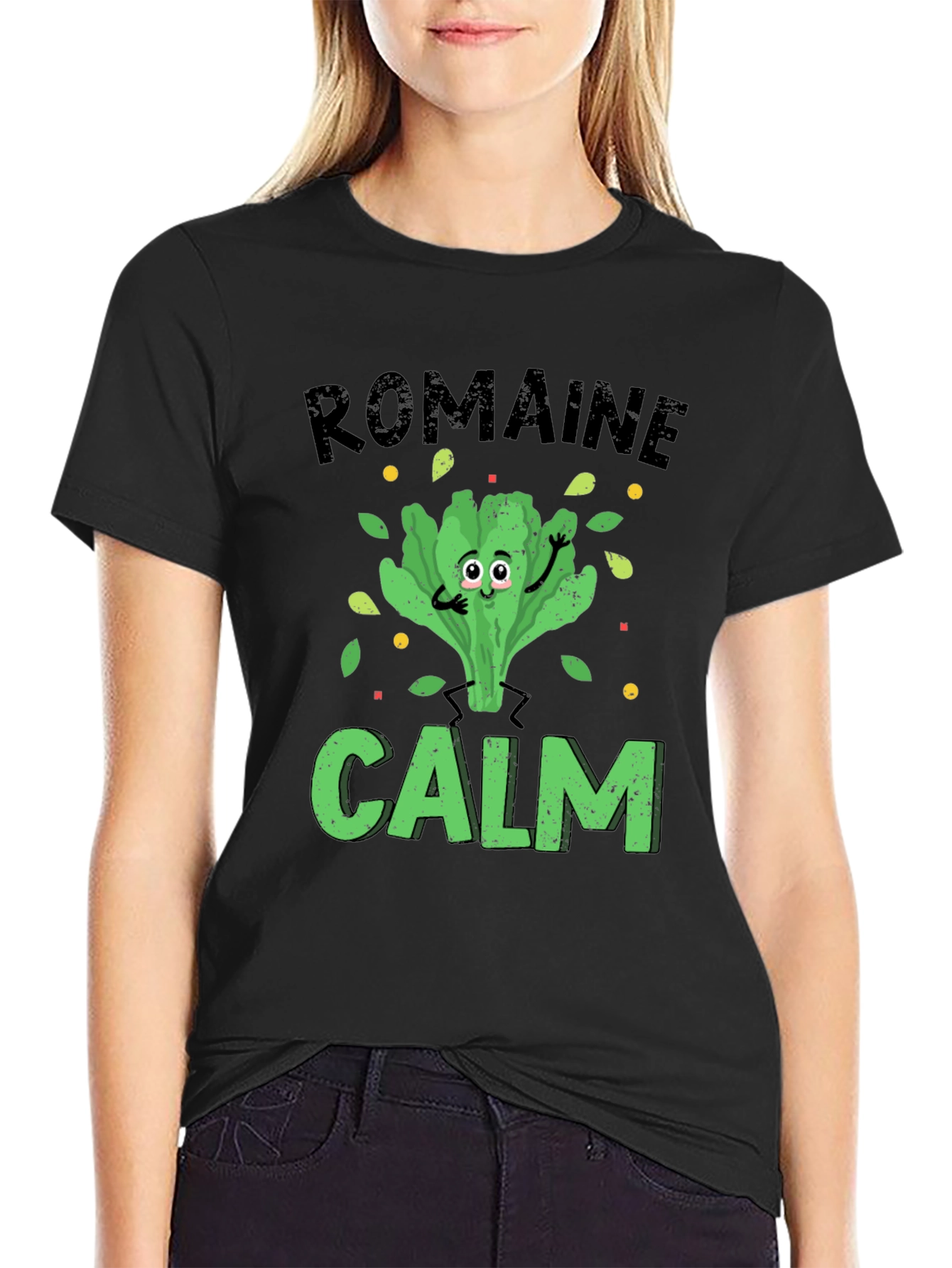 Romaine Calm Mens Graphic T-Shirt Black