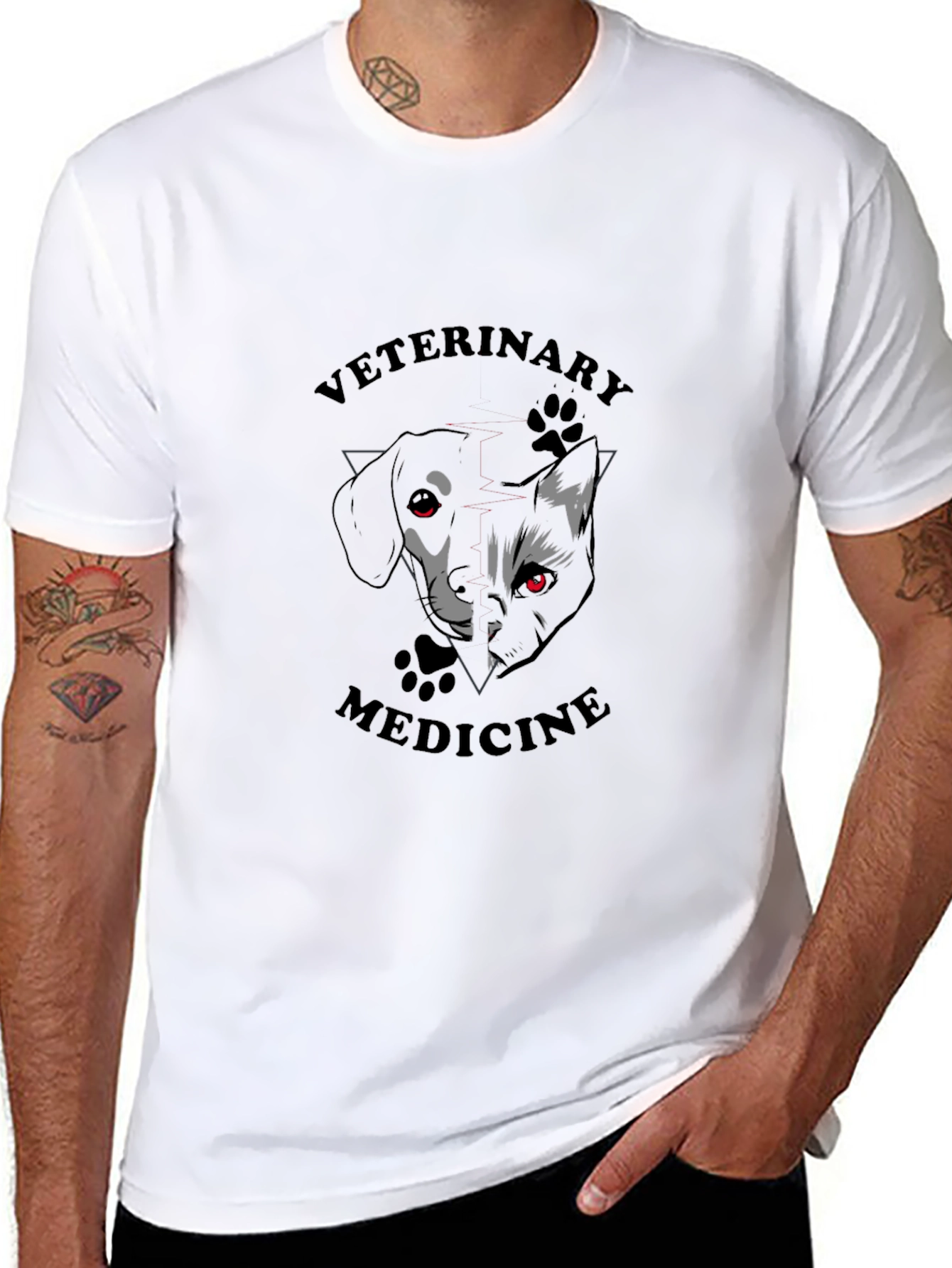 Veterinary Medicine T-Shirt - Dog & Cat Design