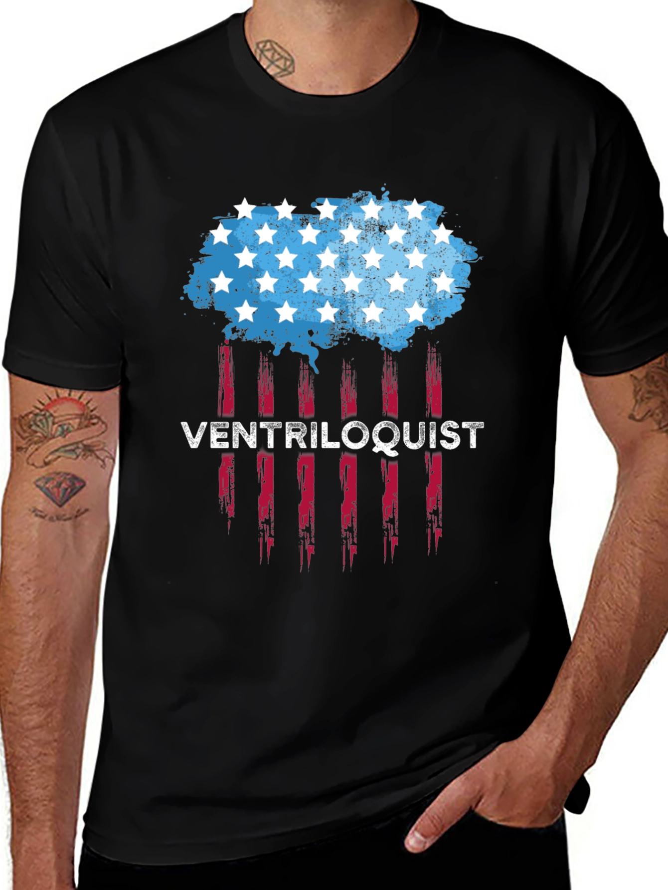 Ventriloquist USA Flag Style Graphic Tee