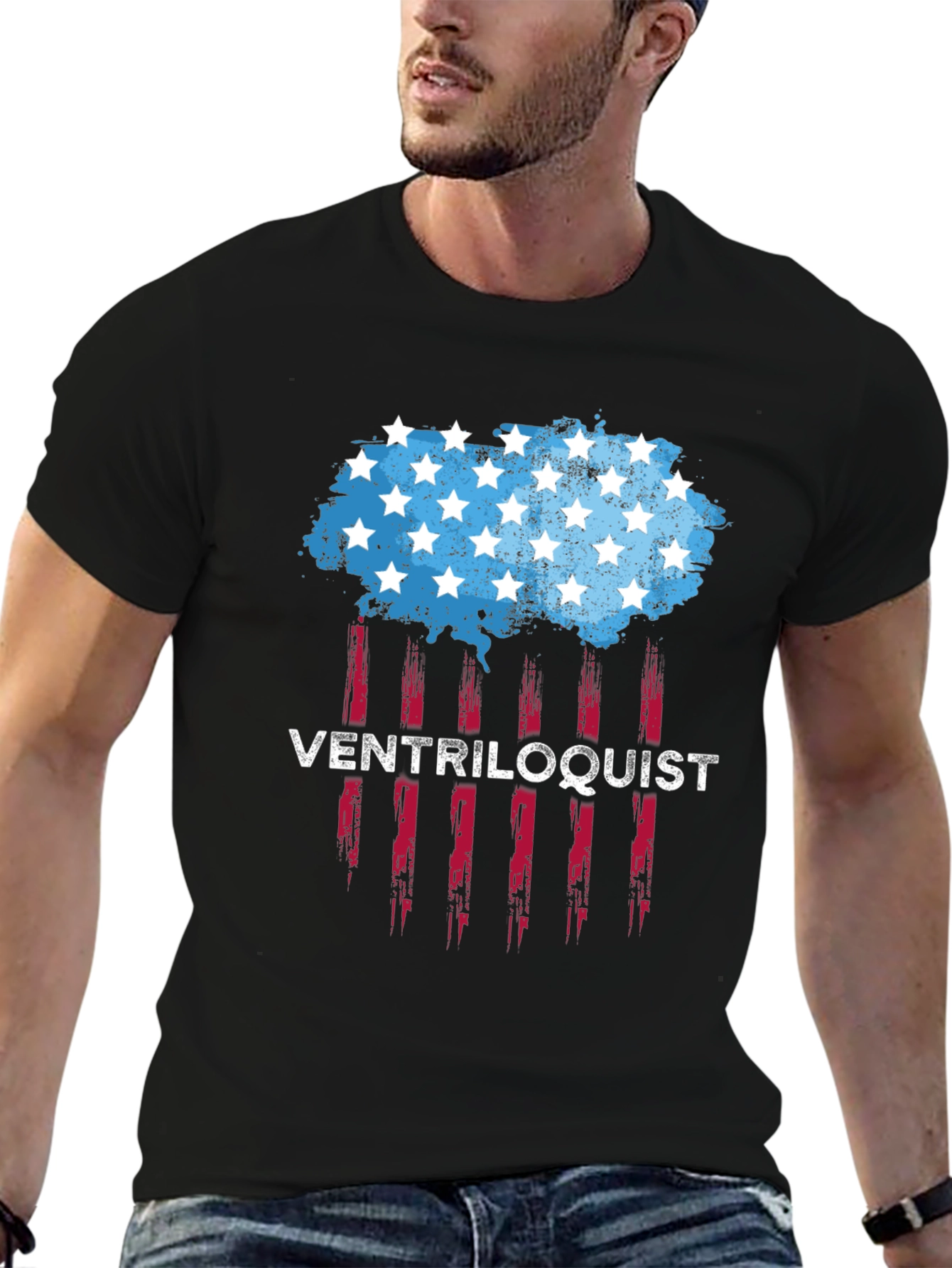 Ventriloquist USA Flag Style Graphic Tee