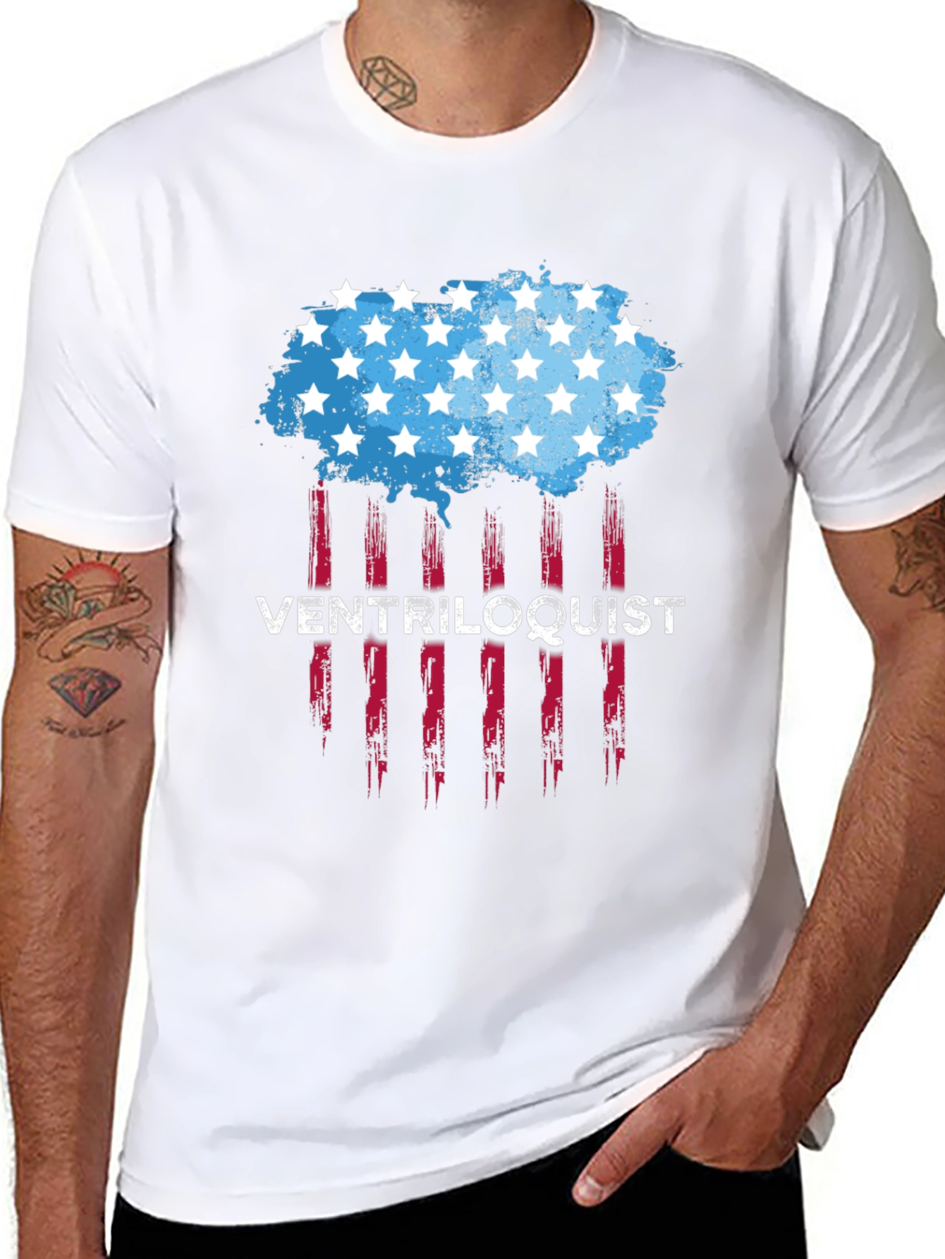 Ventriloquist USA Flag Style Graphic Tee