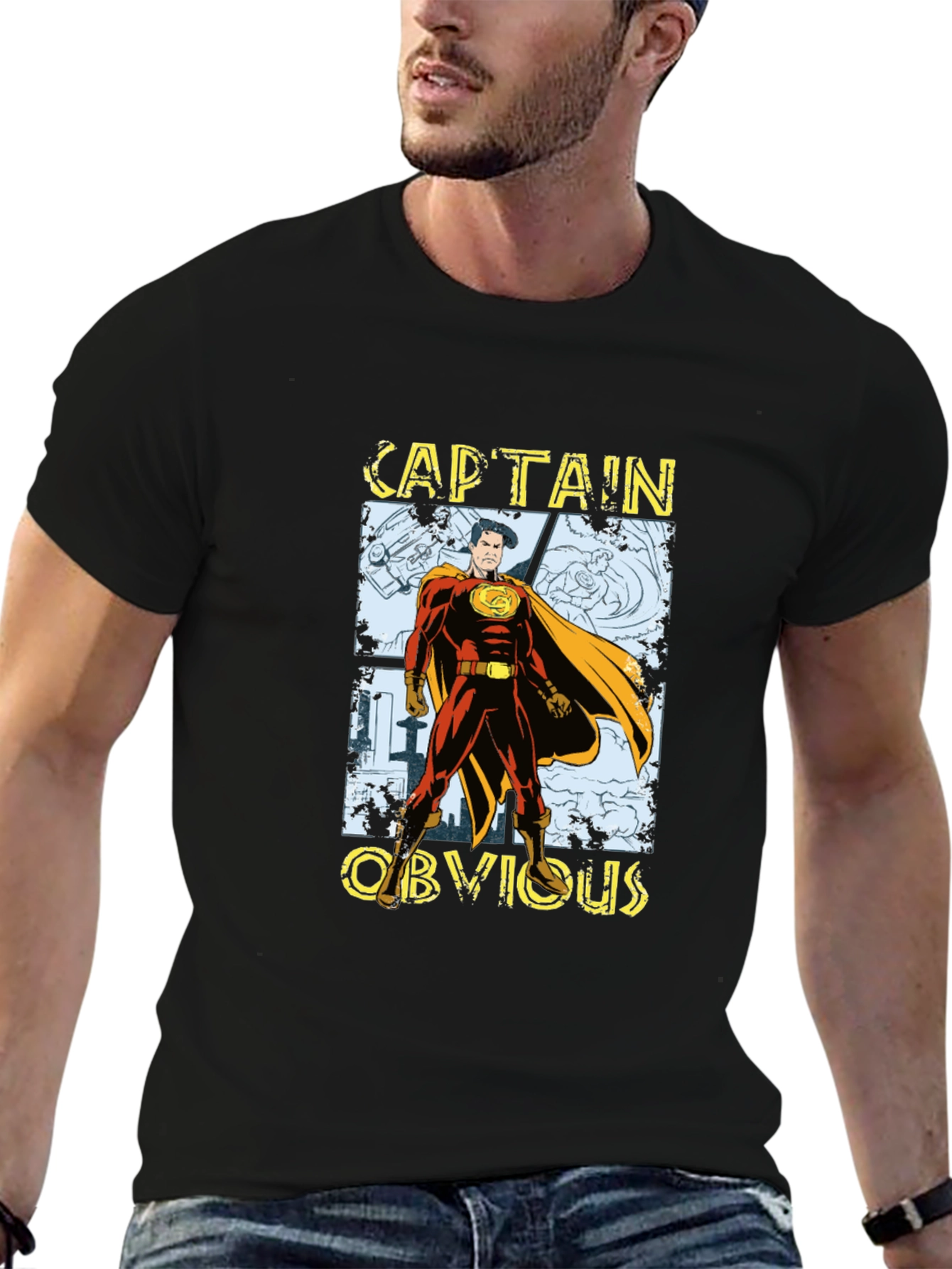 Captain Obvious Graphic T-Shirt - Black