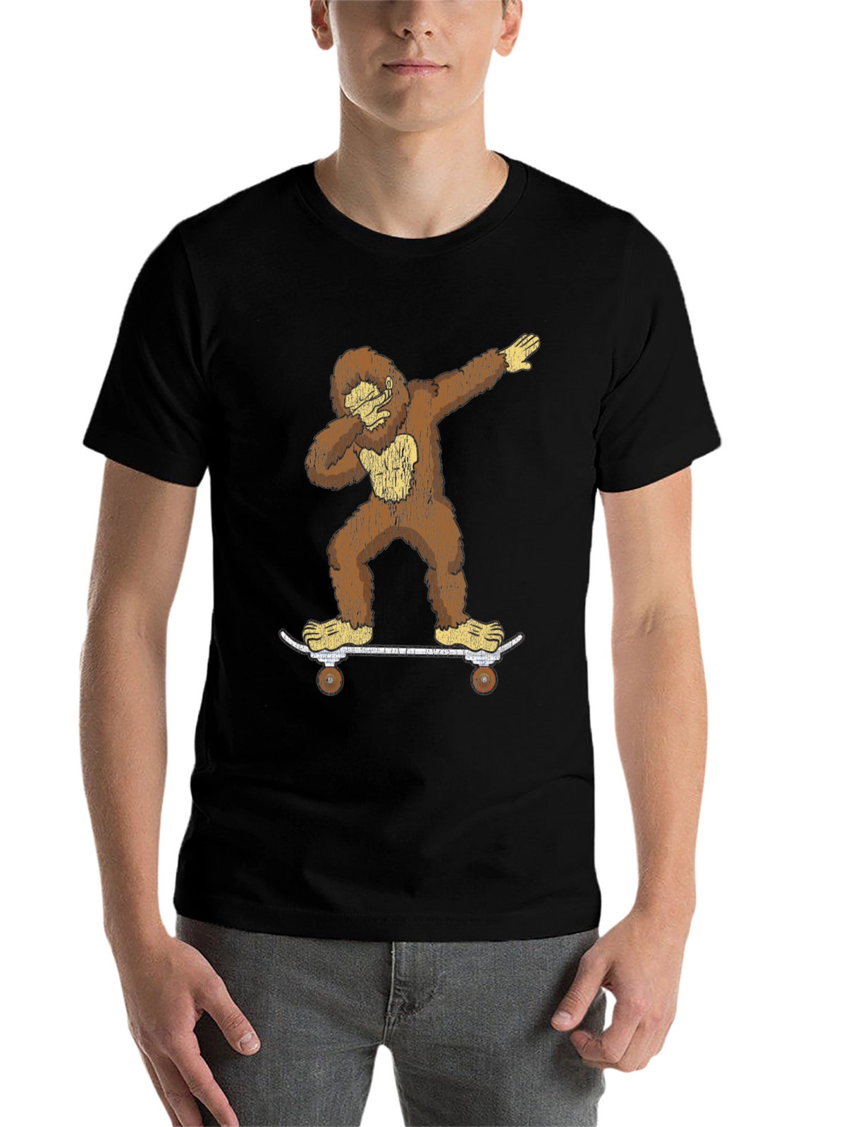 Bigfoot Skateboarder Dabbing Graphic Tee