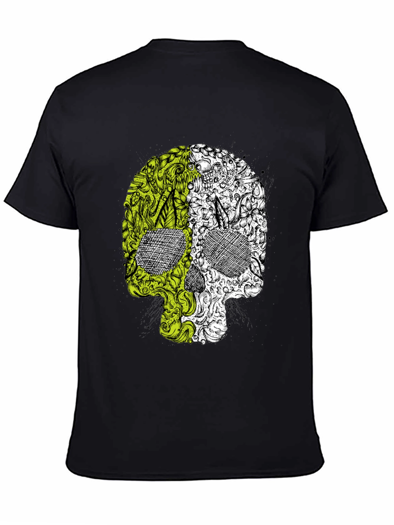 Skull Graphic Tee - Green & White Halloween T-Shirt
