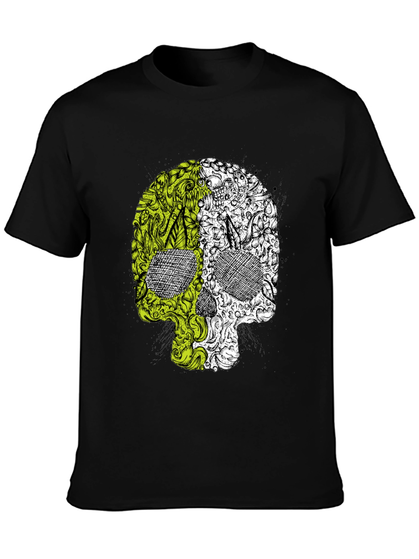Skull Graphic Tee - Green & White Halloween T-Shirt