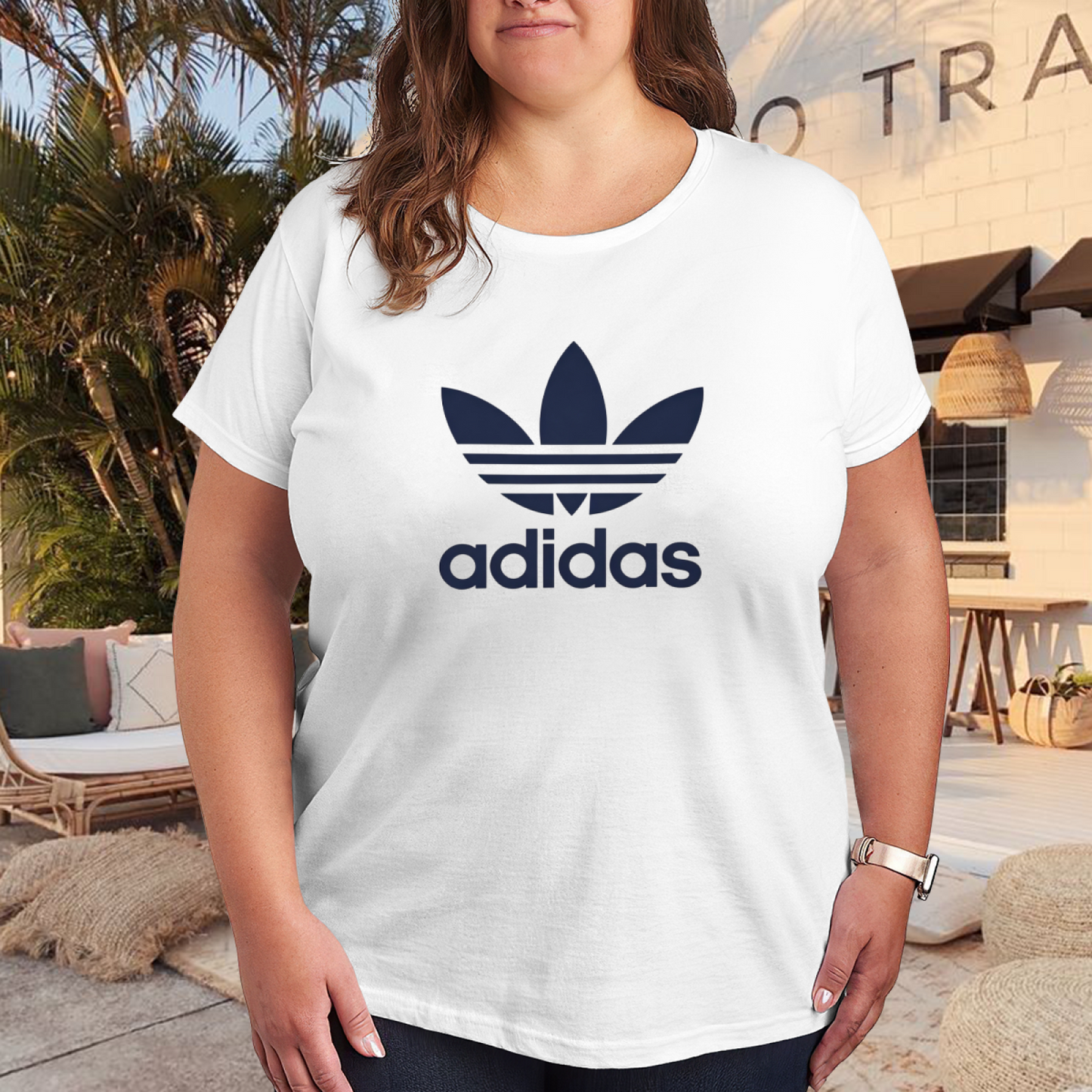 Minimal Fashion Graphic Plus Size Women Daily Basic T-Shirt