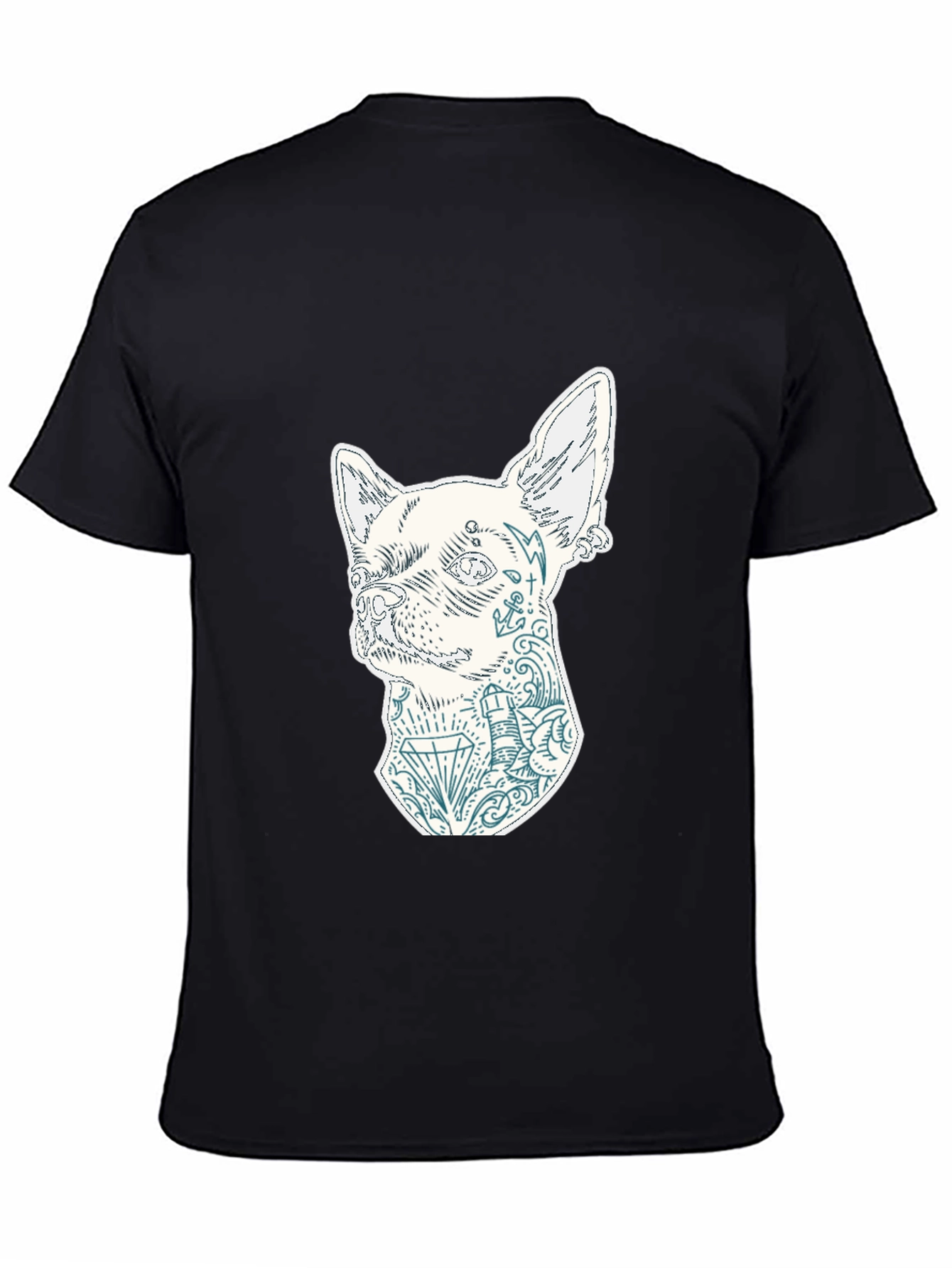 Dog Tattoo Graphic Black T-Shirt