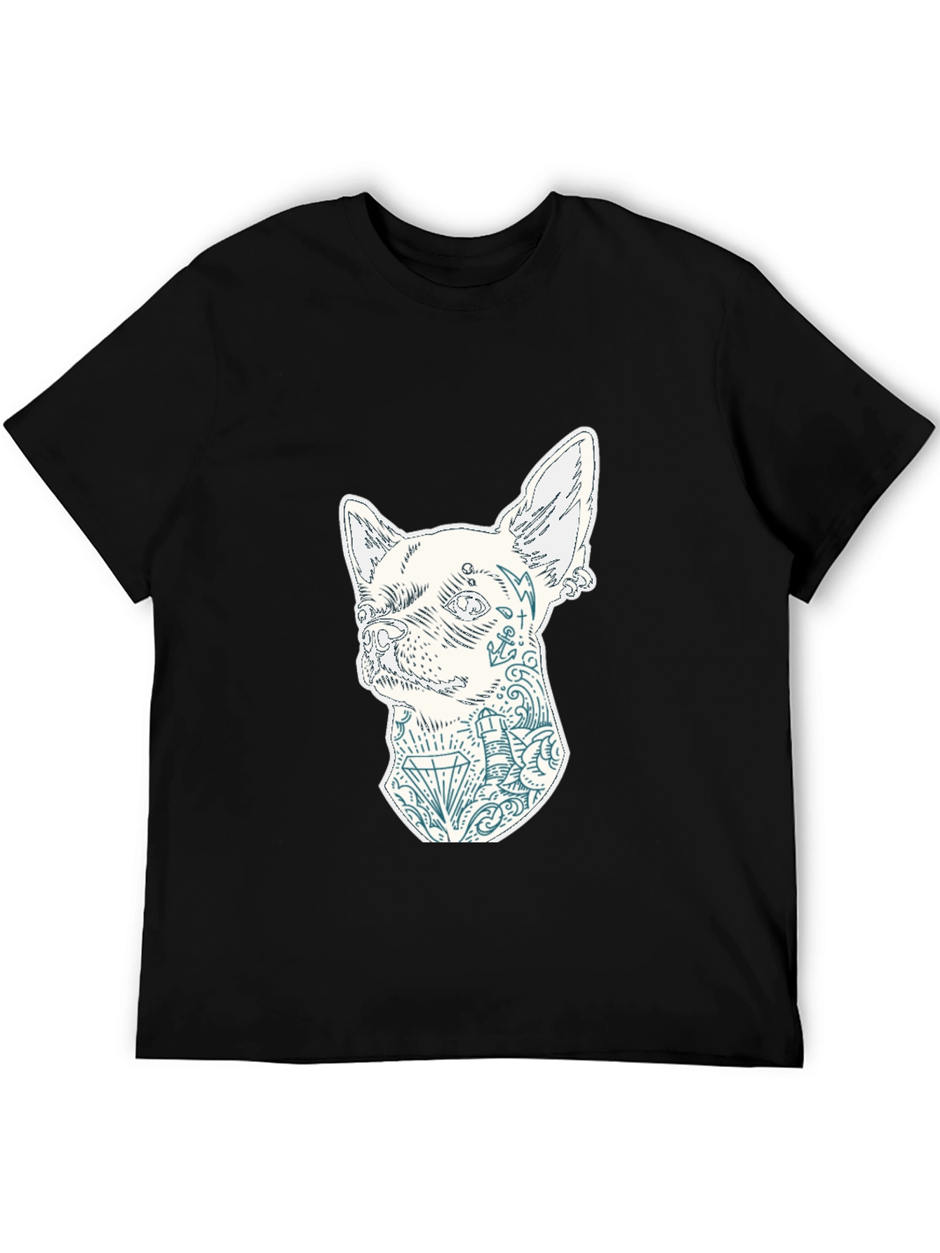 Dog Tattoo Graphic Black T-Shirt