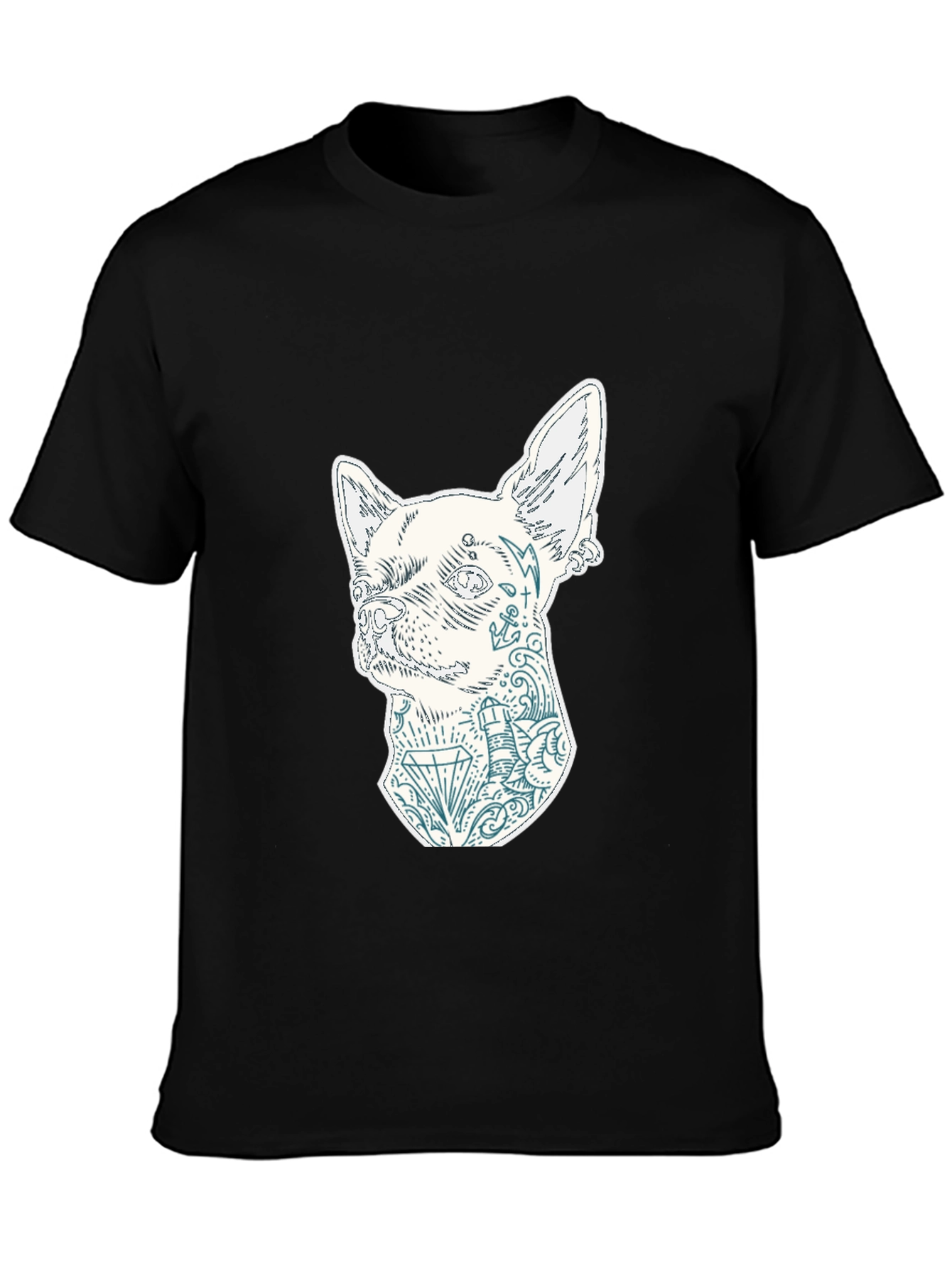 Dog Tattoo Graphic Black T-Shirt