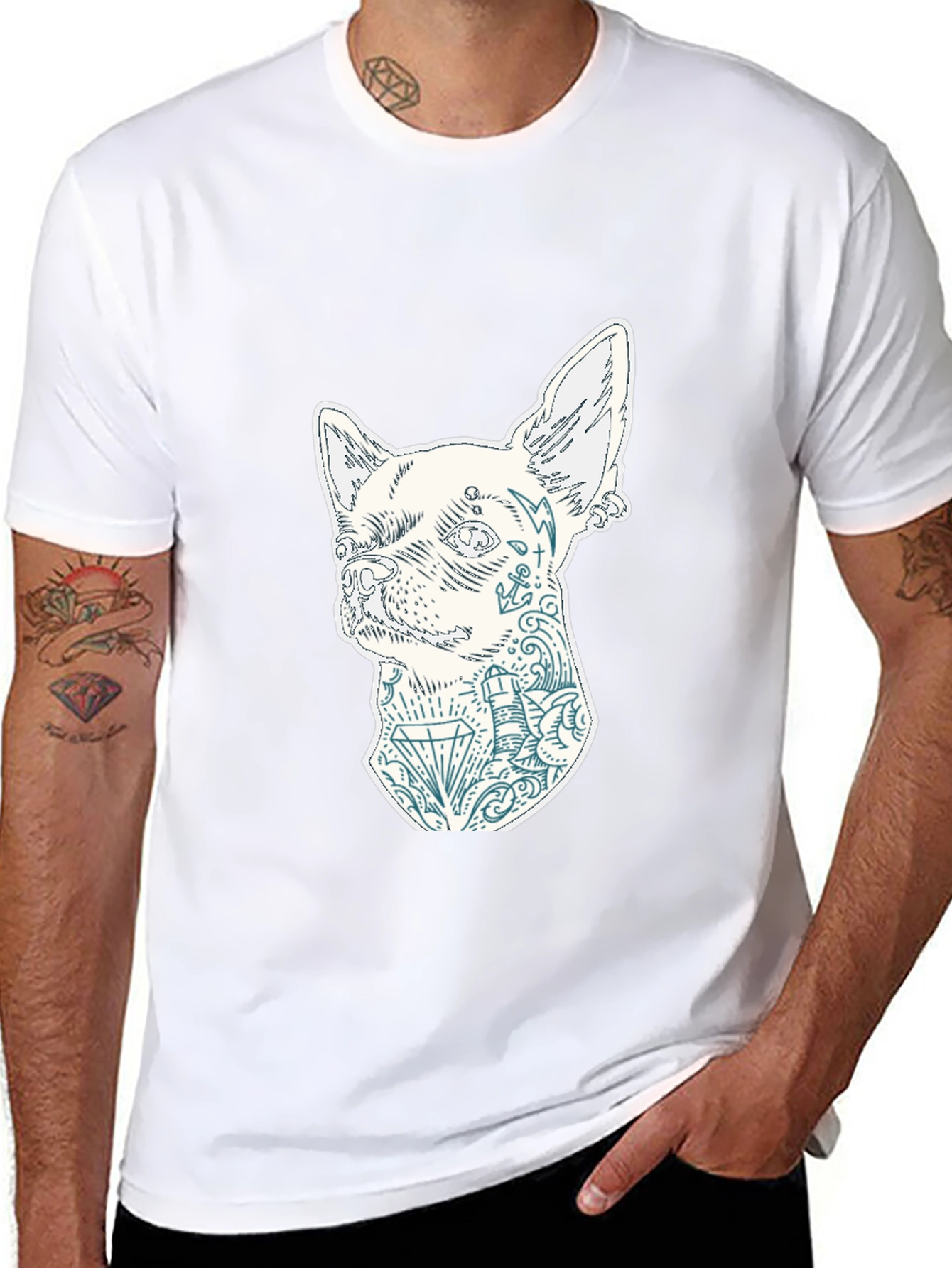 Dog Tattoo Graphic Black T-Shirt