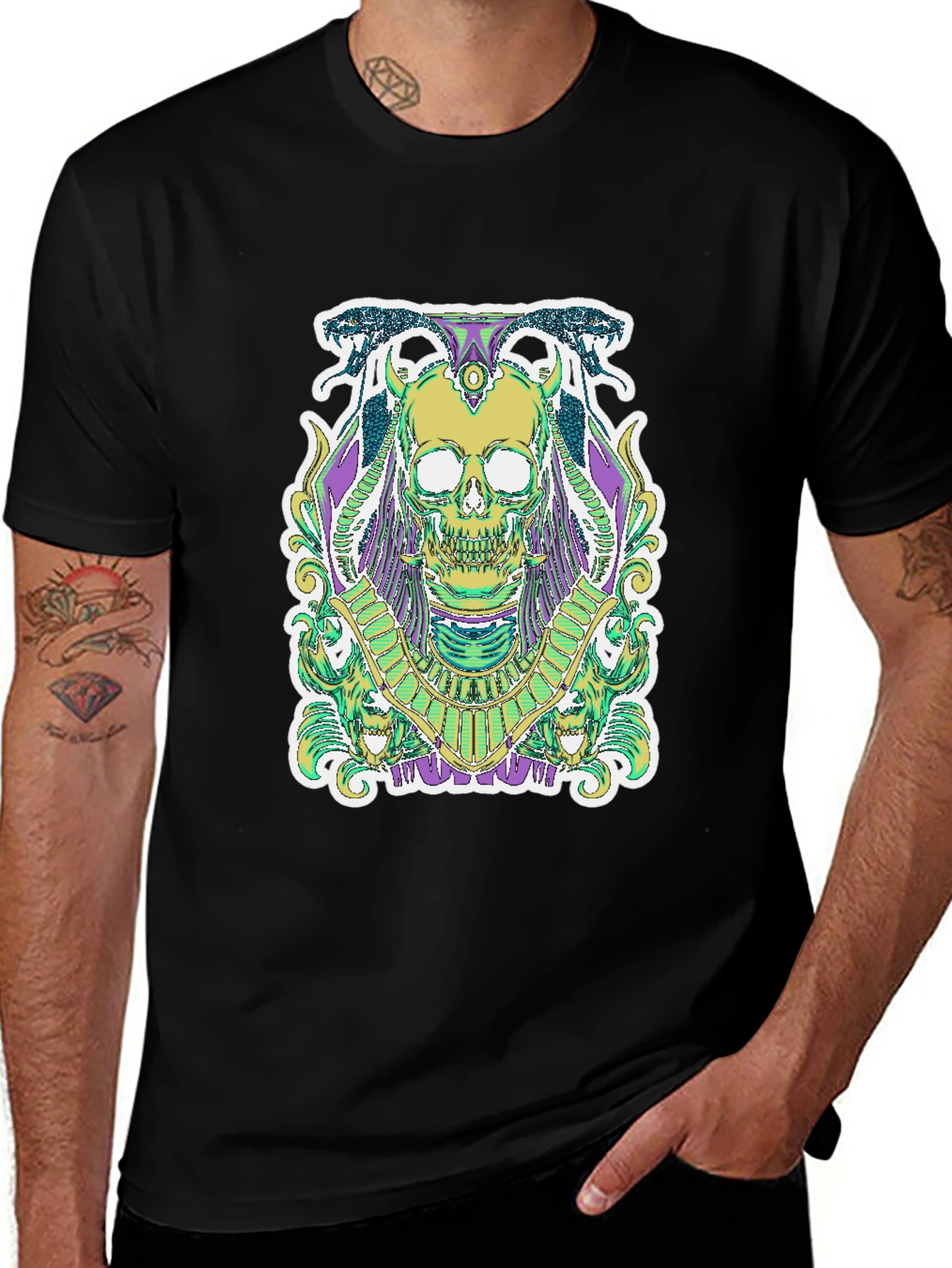 Skull Graphic Tee - Egyptian Style