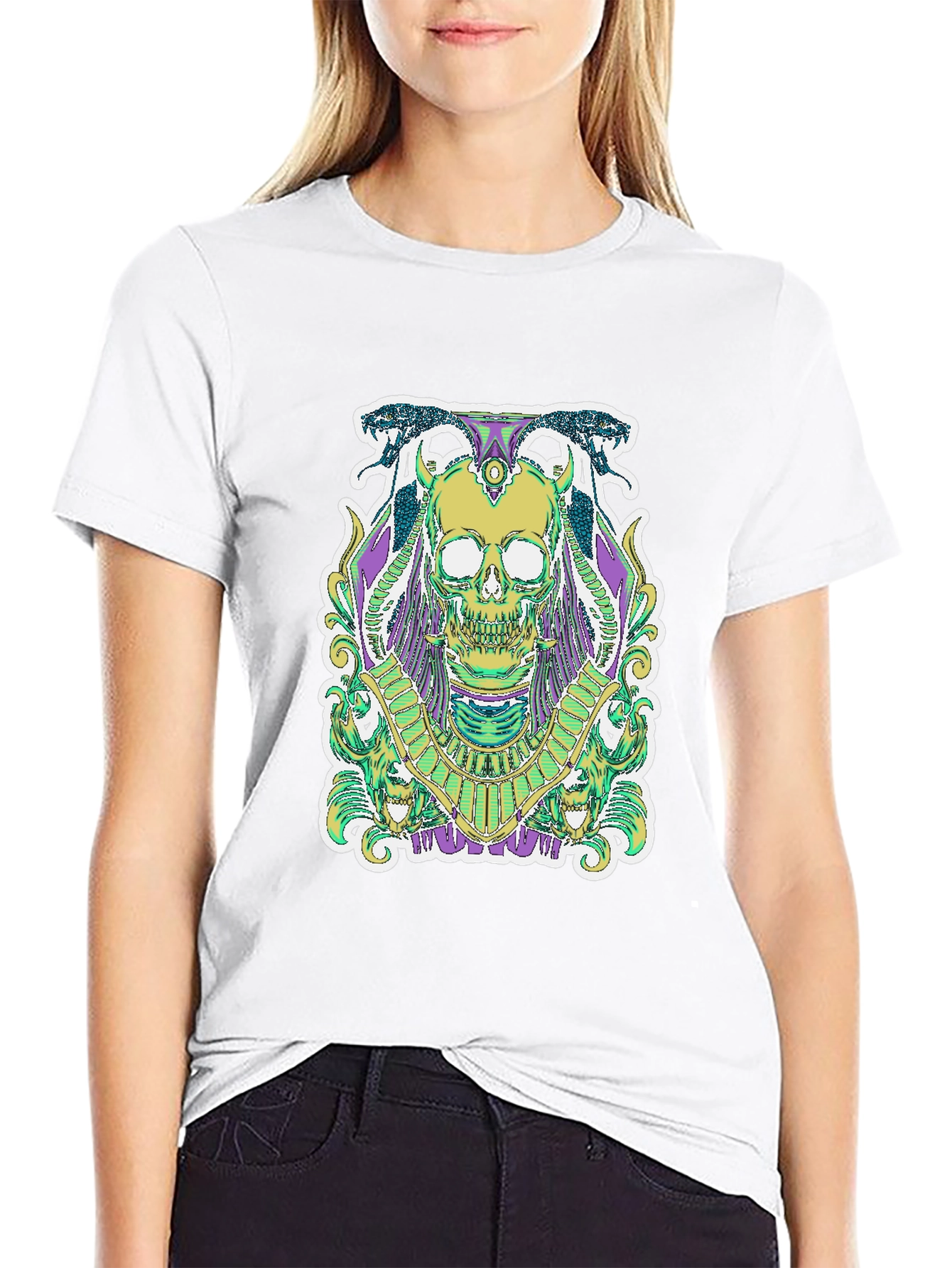 Skull Graphic Tee - Egyptian Style