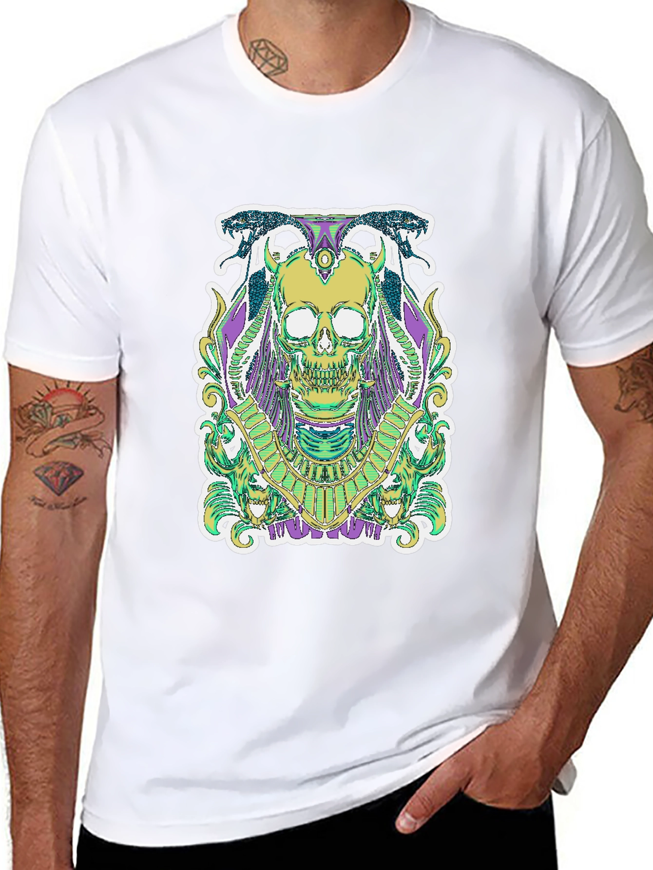 Skull Graphic Tee - Egyptian Style