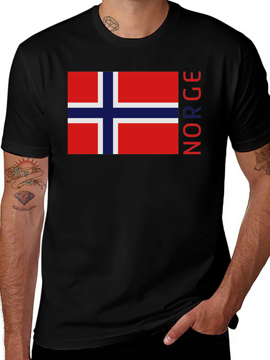 Norway Flag Graphic Black T-Shirt