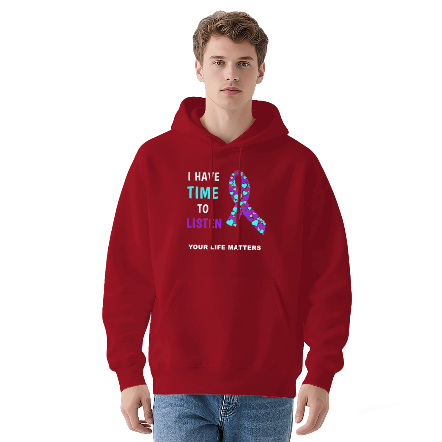 I Have Time To Listen Mental Health Awareness Ribbon Hoodie, Gentle Cozy Fit