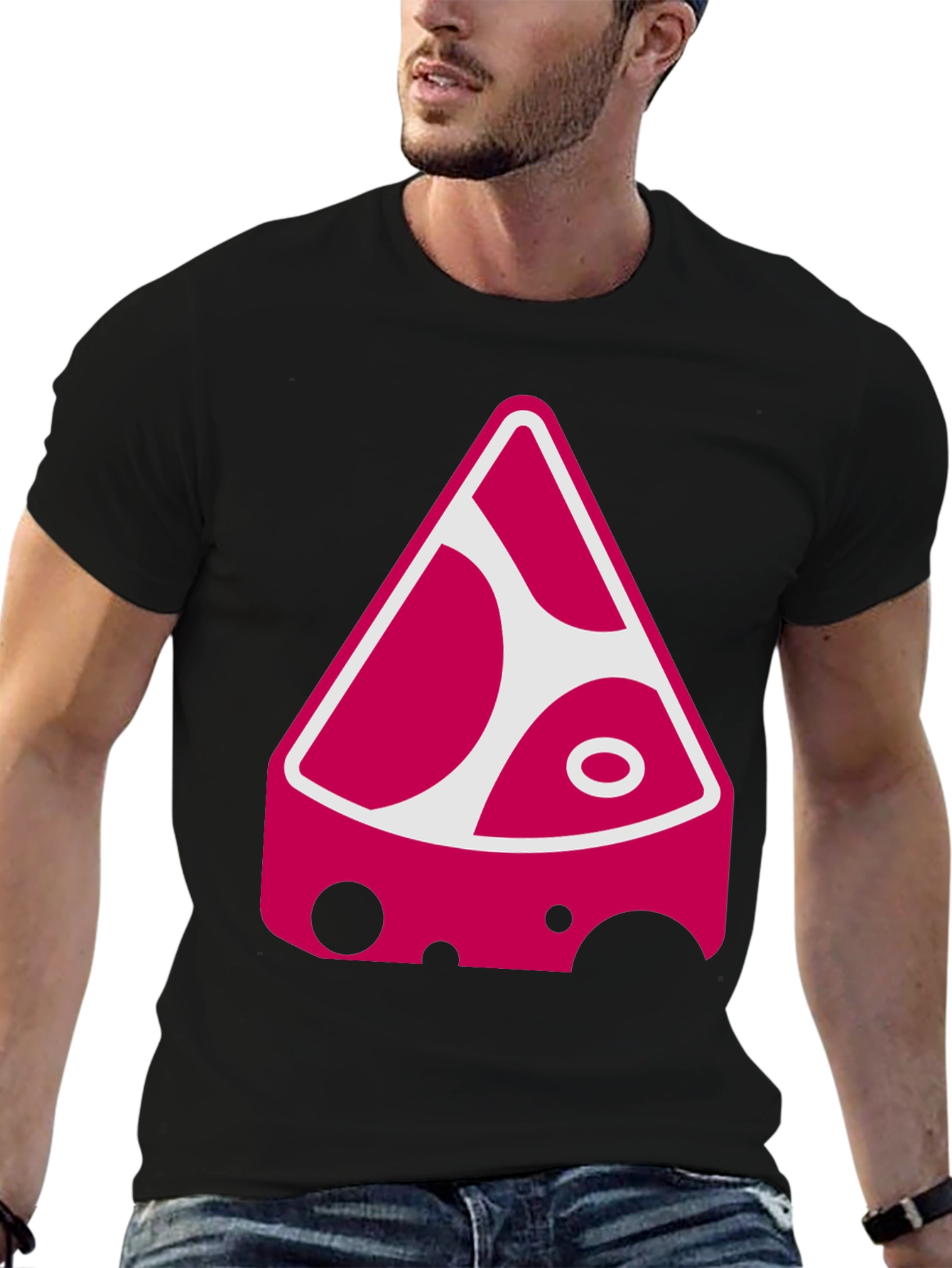 Funky Cheese Graphic Tee - Black Cotton Blend Shirt